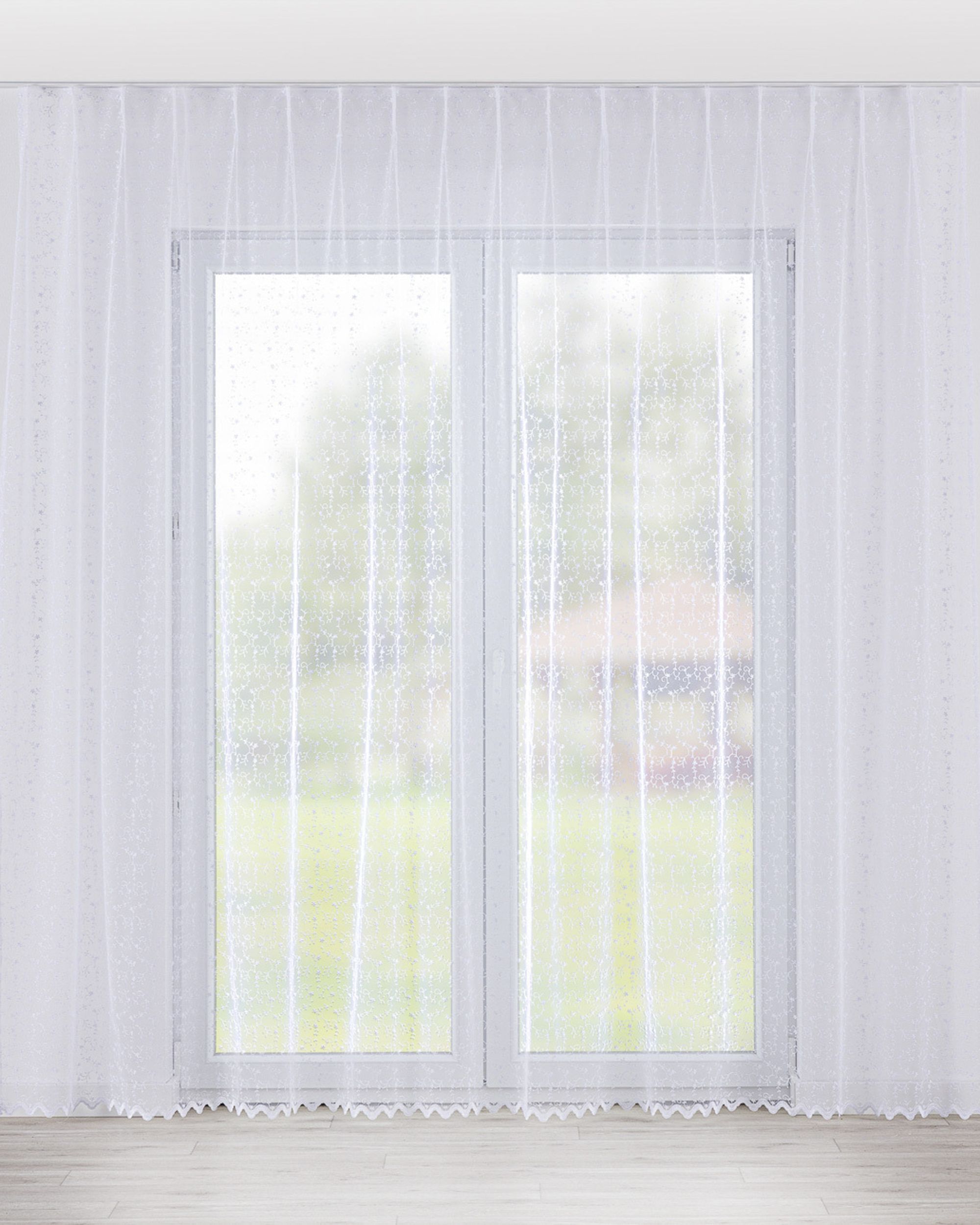 Voilage sur les crochets flex simples couleur blanc tissu semi-transparent, tresse, à motifs