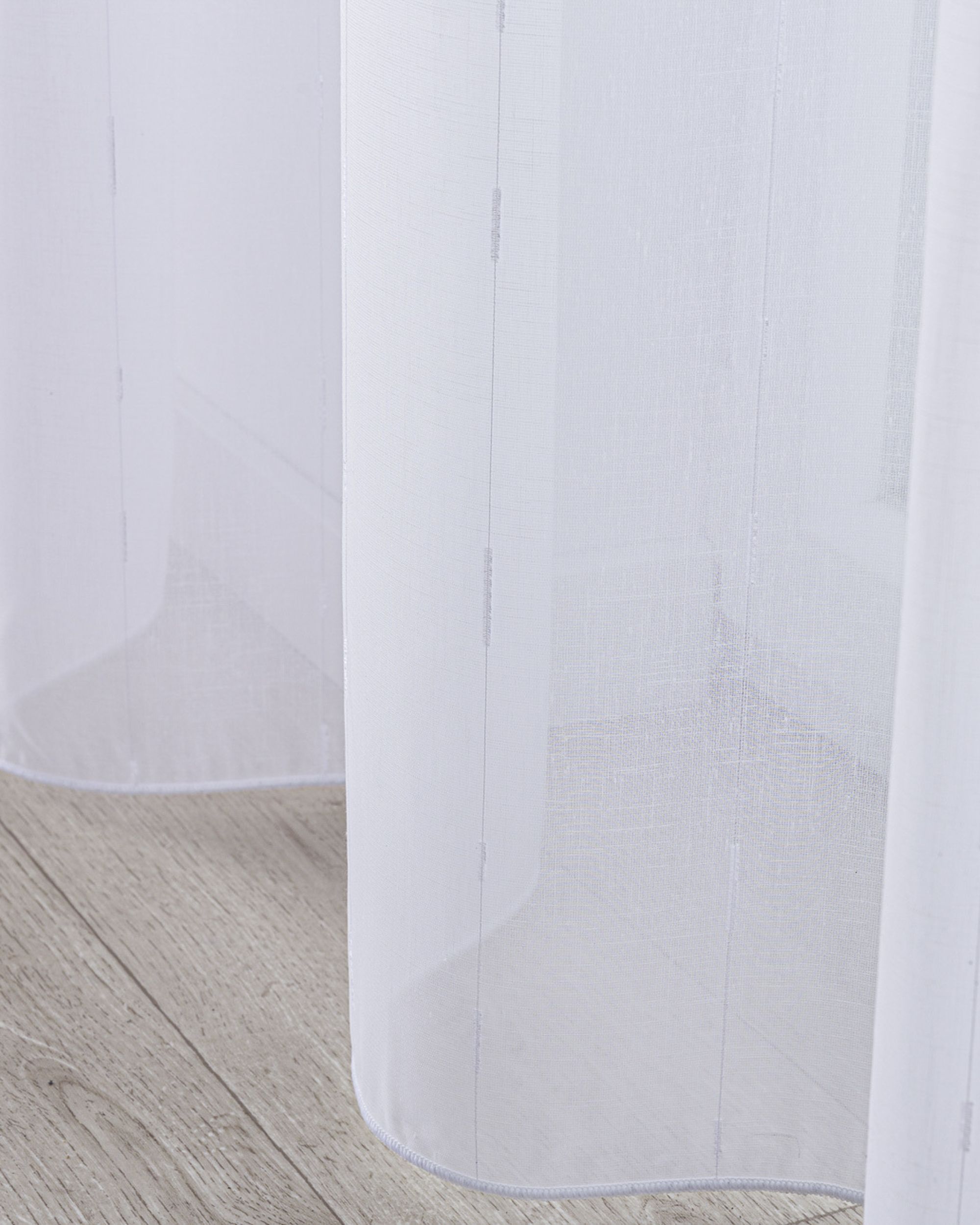 Voilage sur les crochets flex simples couleur blanc tissu semi-transparent, tresse, à motifs (hover)