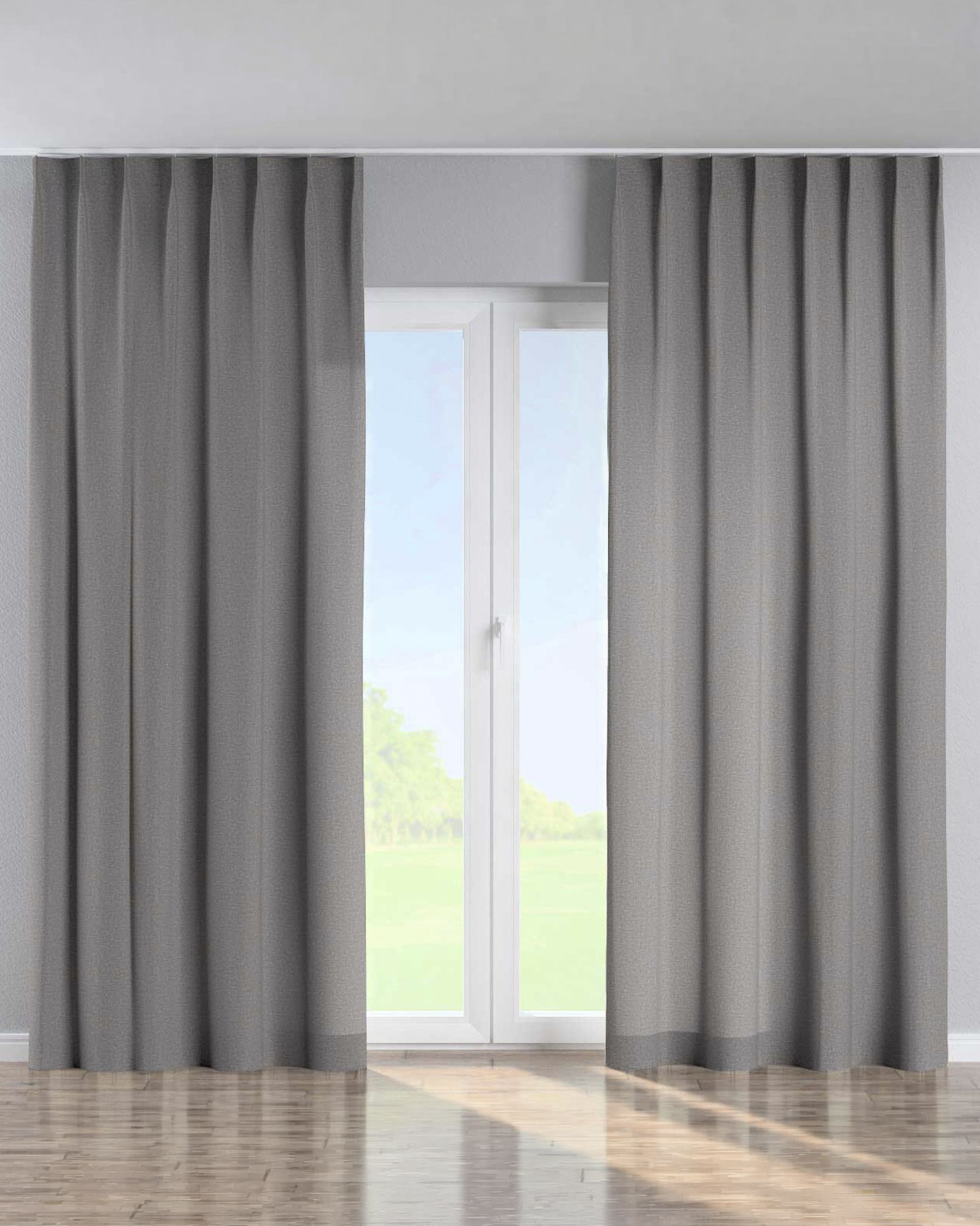 Rideau avec crochets flex simples couleur gris tissu tresse