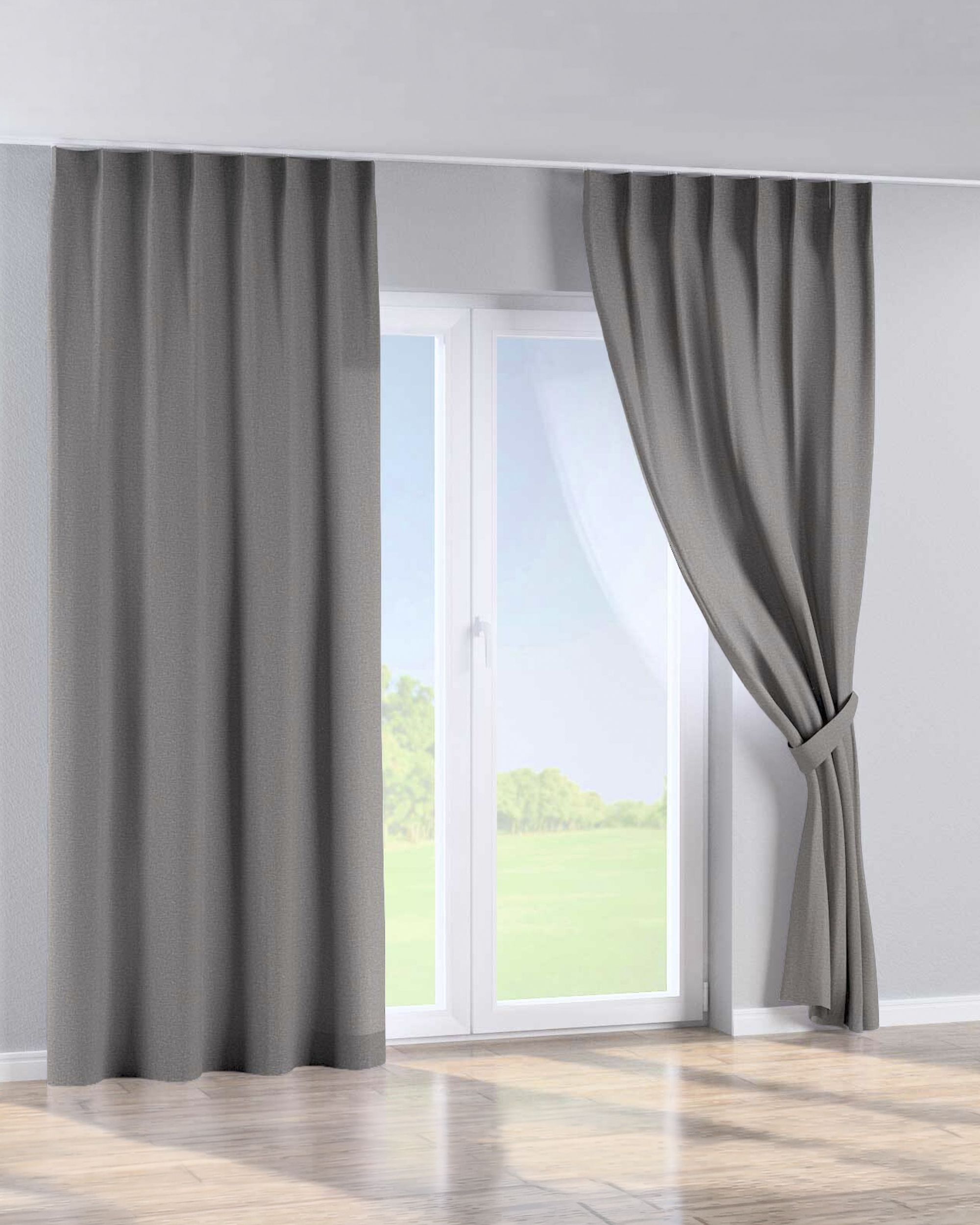 Rideau avec crochets flex simples couleur gris tissu tresse (hover)