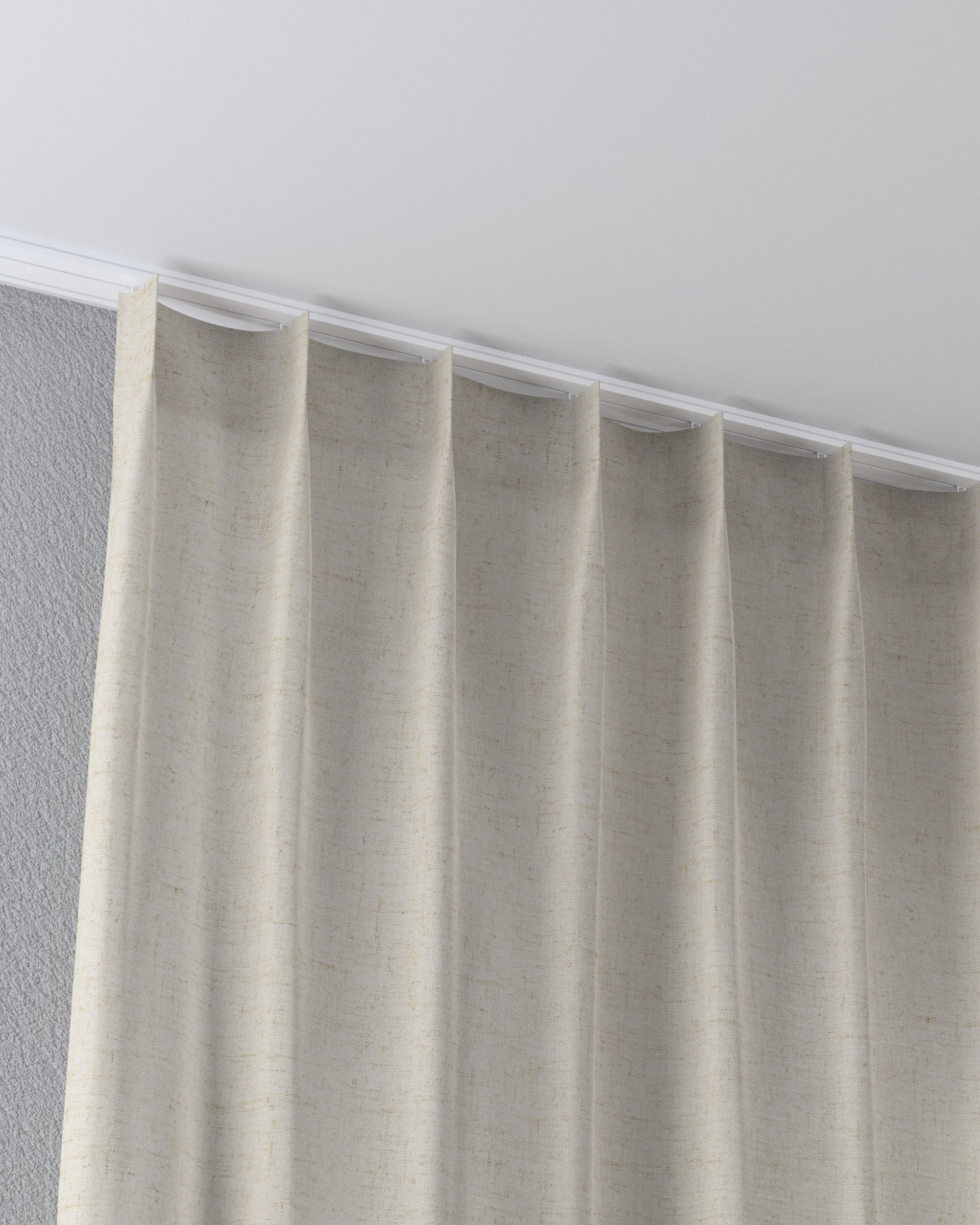 Rideau avec crochets flex simples couleur beige tissu semi-transparent (hover)