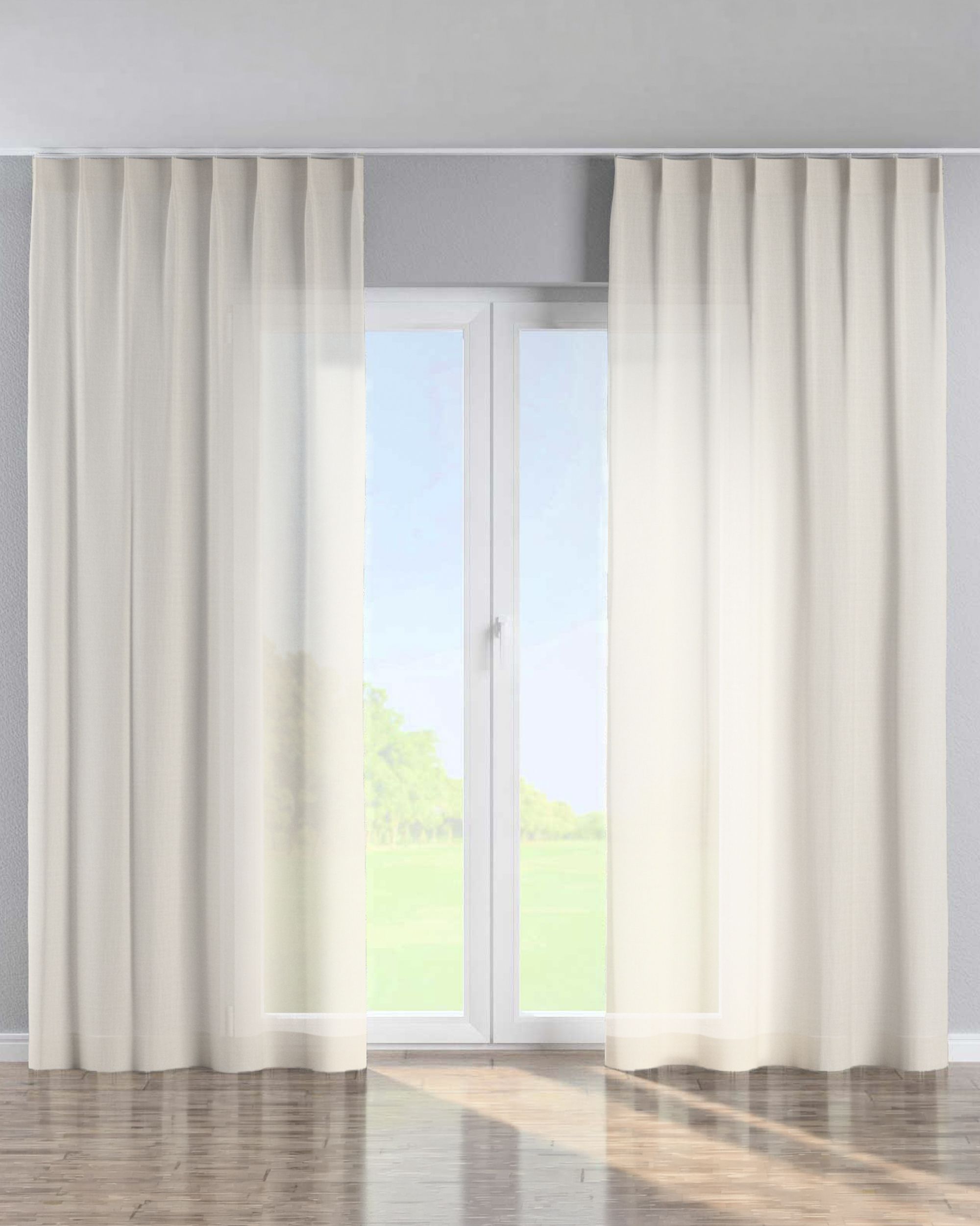 Rideau avec crochets flex simples couleur crème tissu tresse