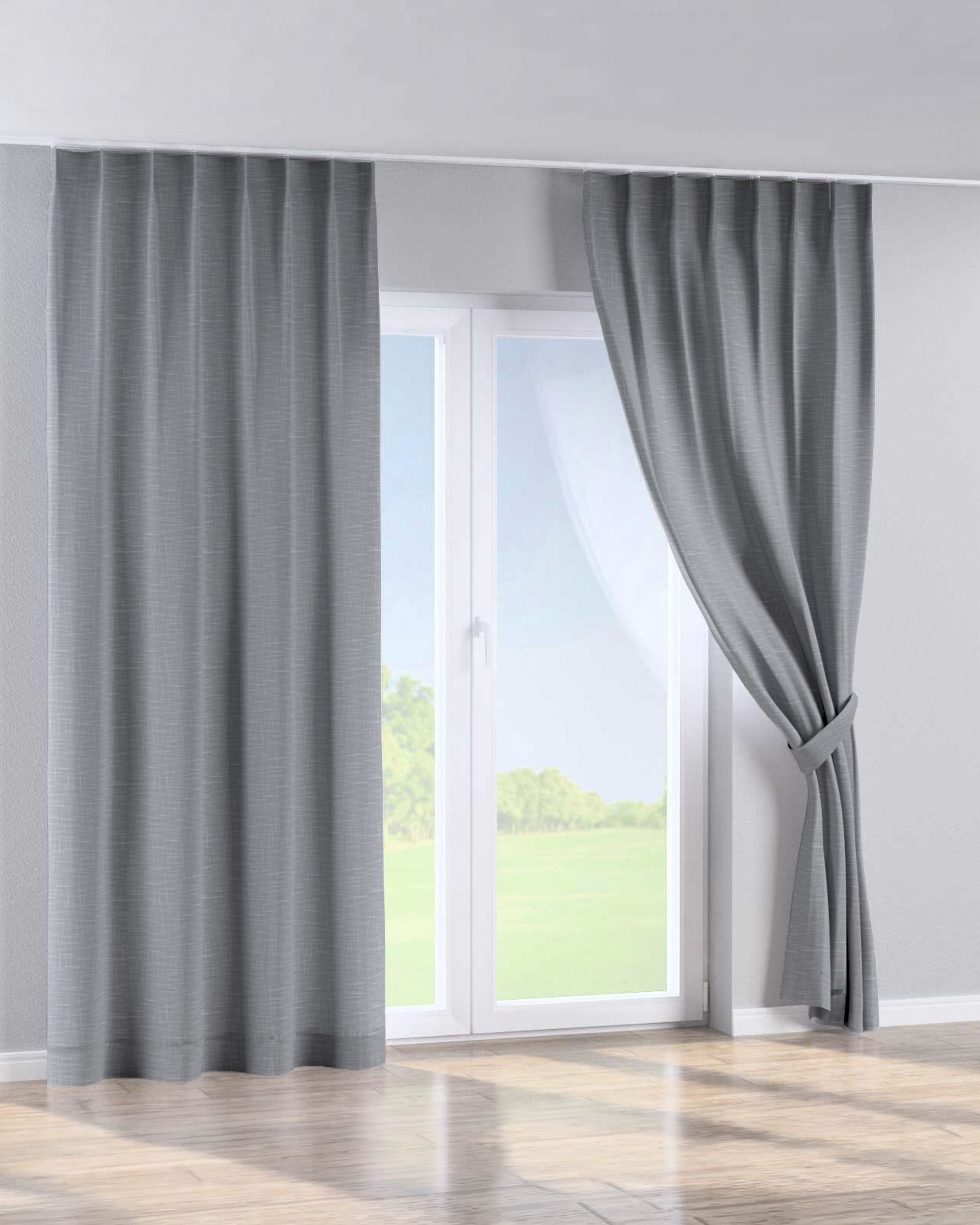 Rideau avec crochets flex simples couleur gris tissu tresse (hover)
