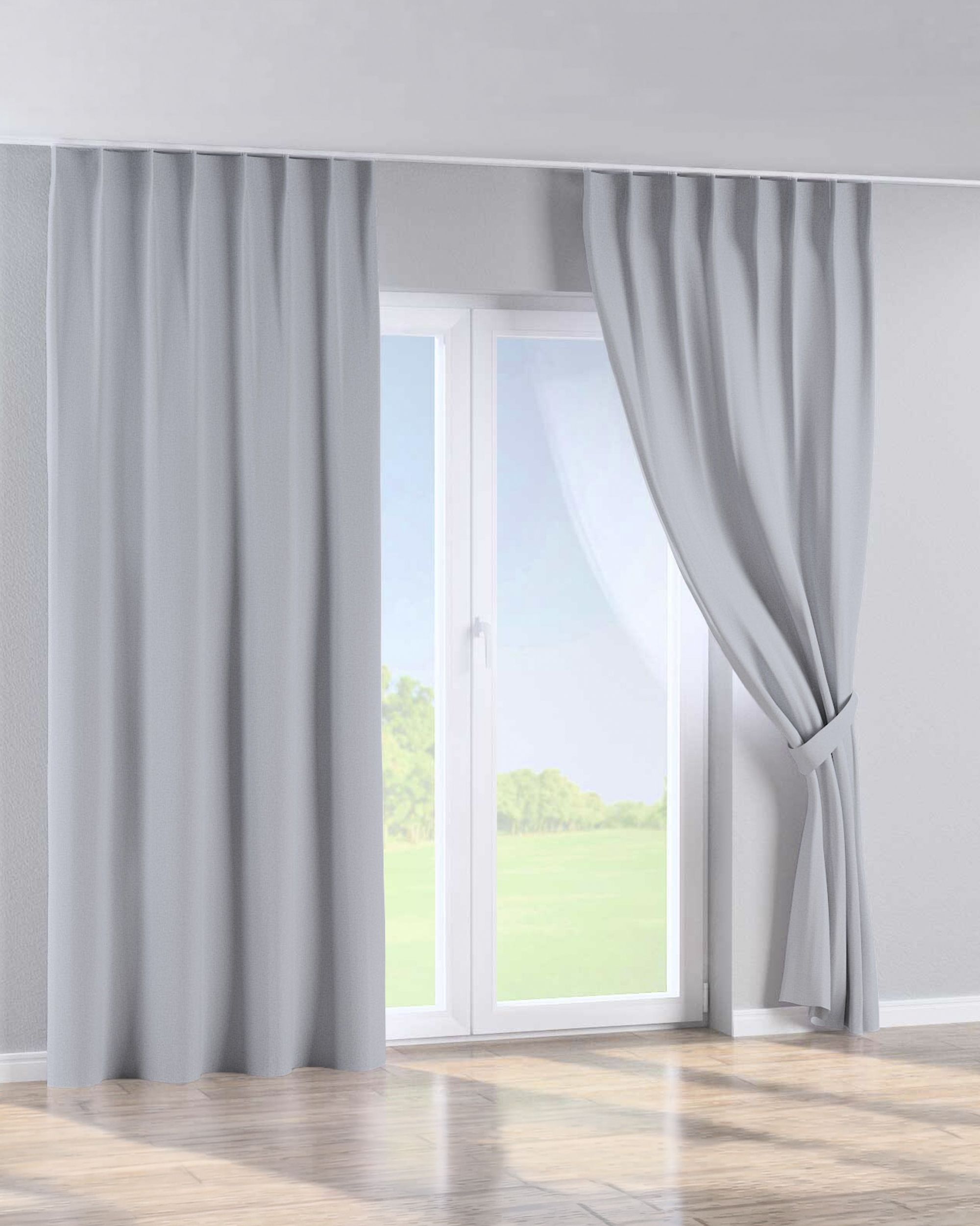 Rideau avec crochets flex simples couleur gris tissu tresse, black-out (hover)