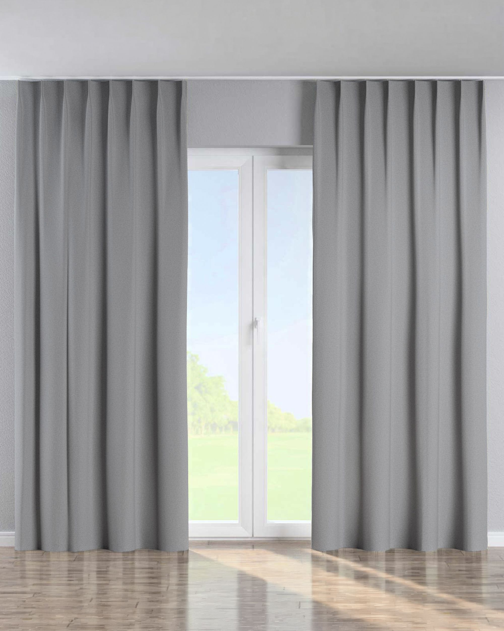 Rideau avec crochets flex simples couleur gris tissu tresse, black-out
