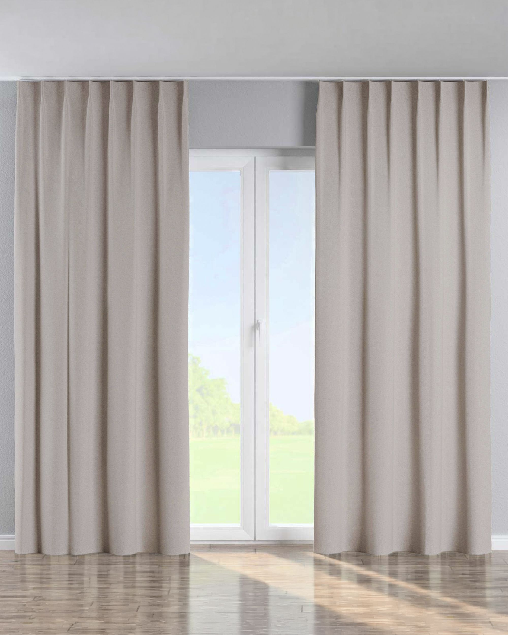 Rideau avec crochets flex simples couleur beige tissu black-out