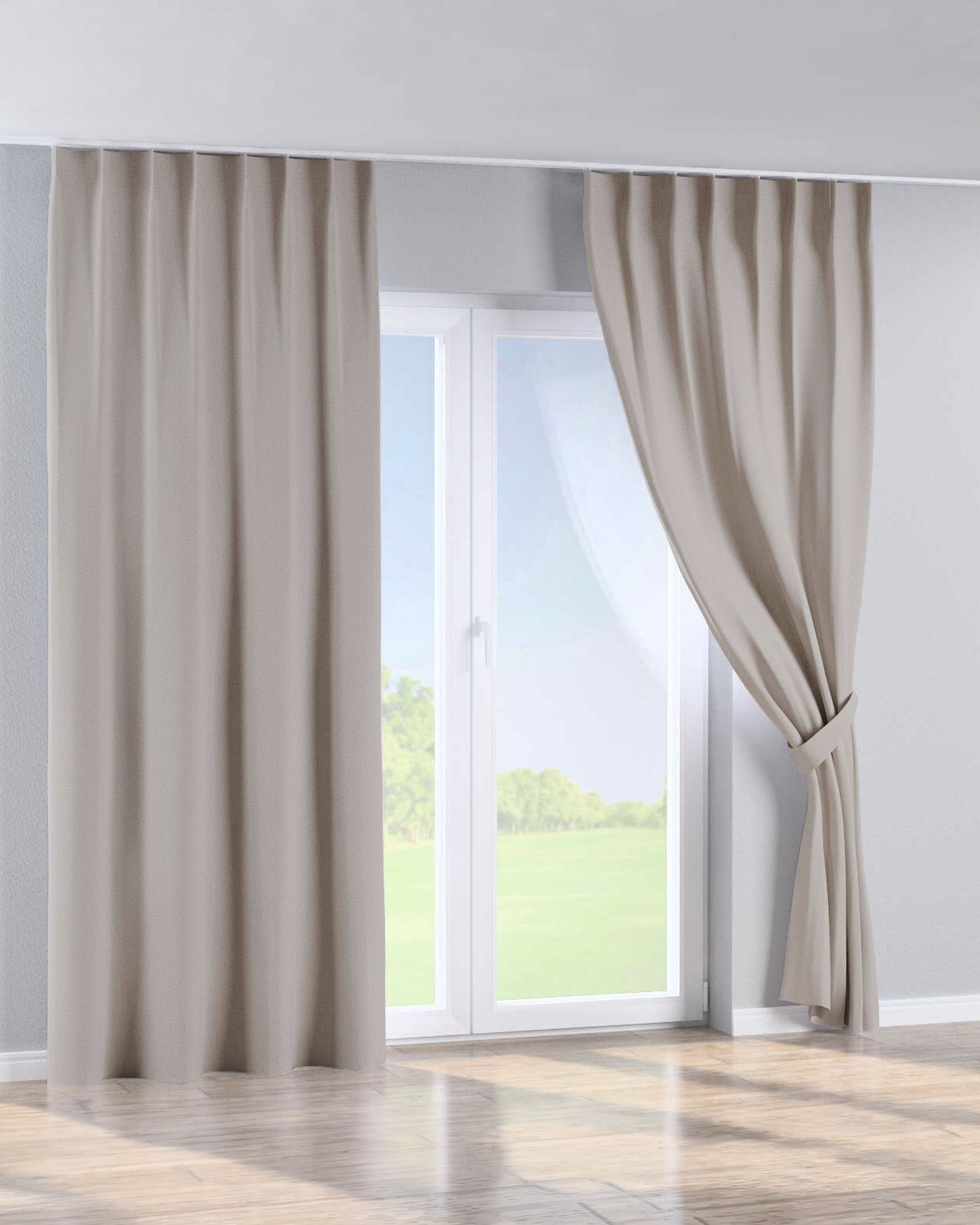 Rideau avec crochets flex simples couleur beige tissu black-out (hover)