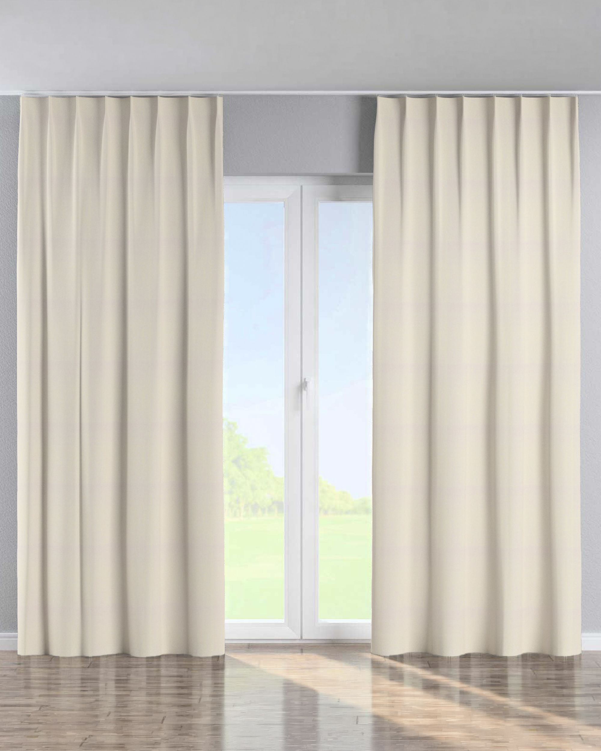 Rideau avec crochets flex simples couleur beige tissu black-out