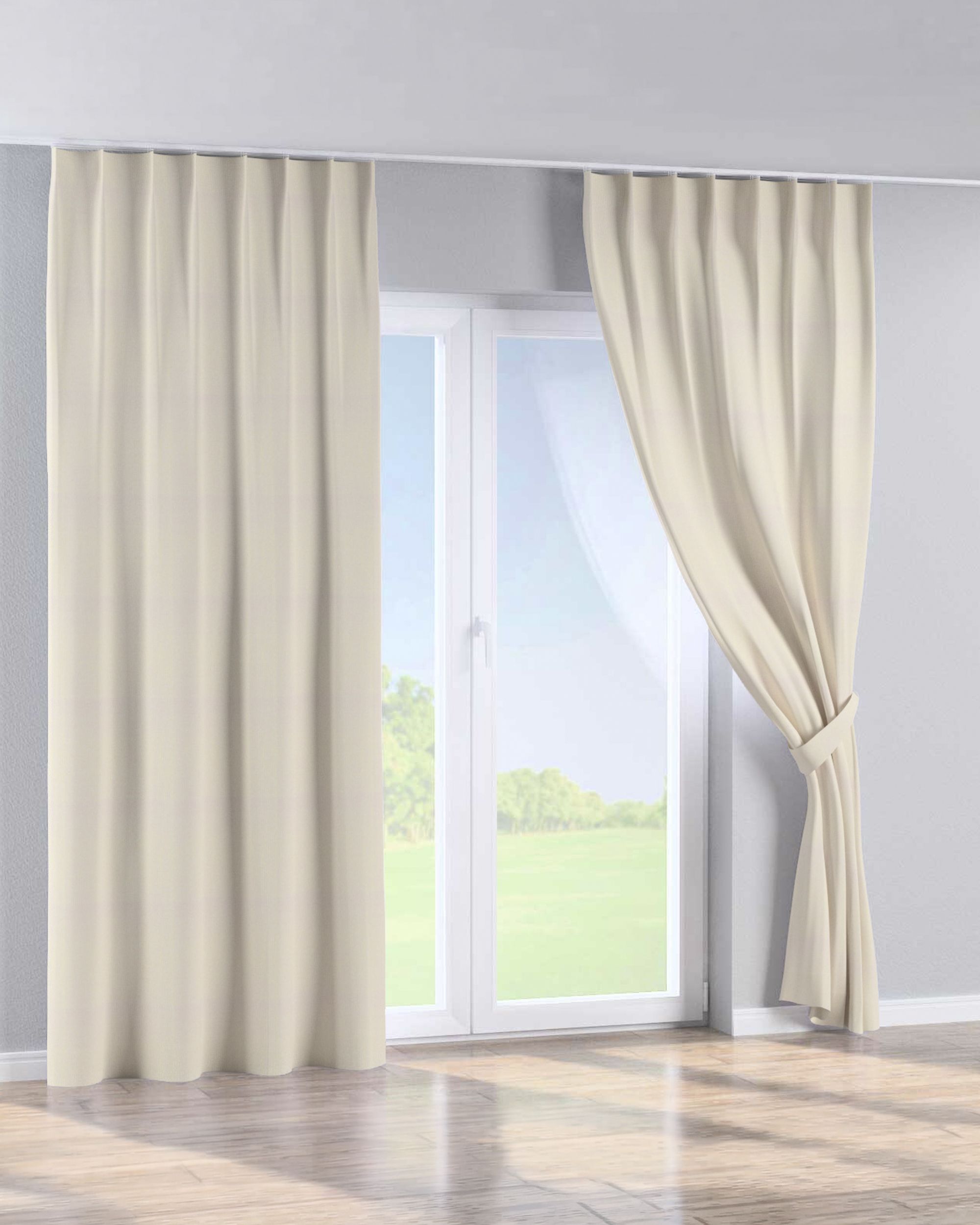 Rideau avec crochets flex simples couleur beige tissu black-out (hover)
