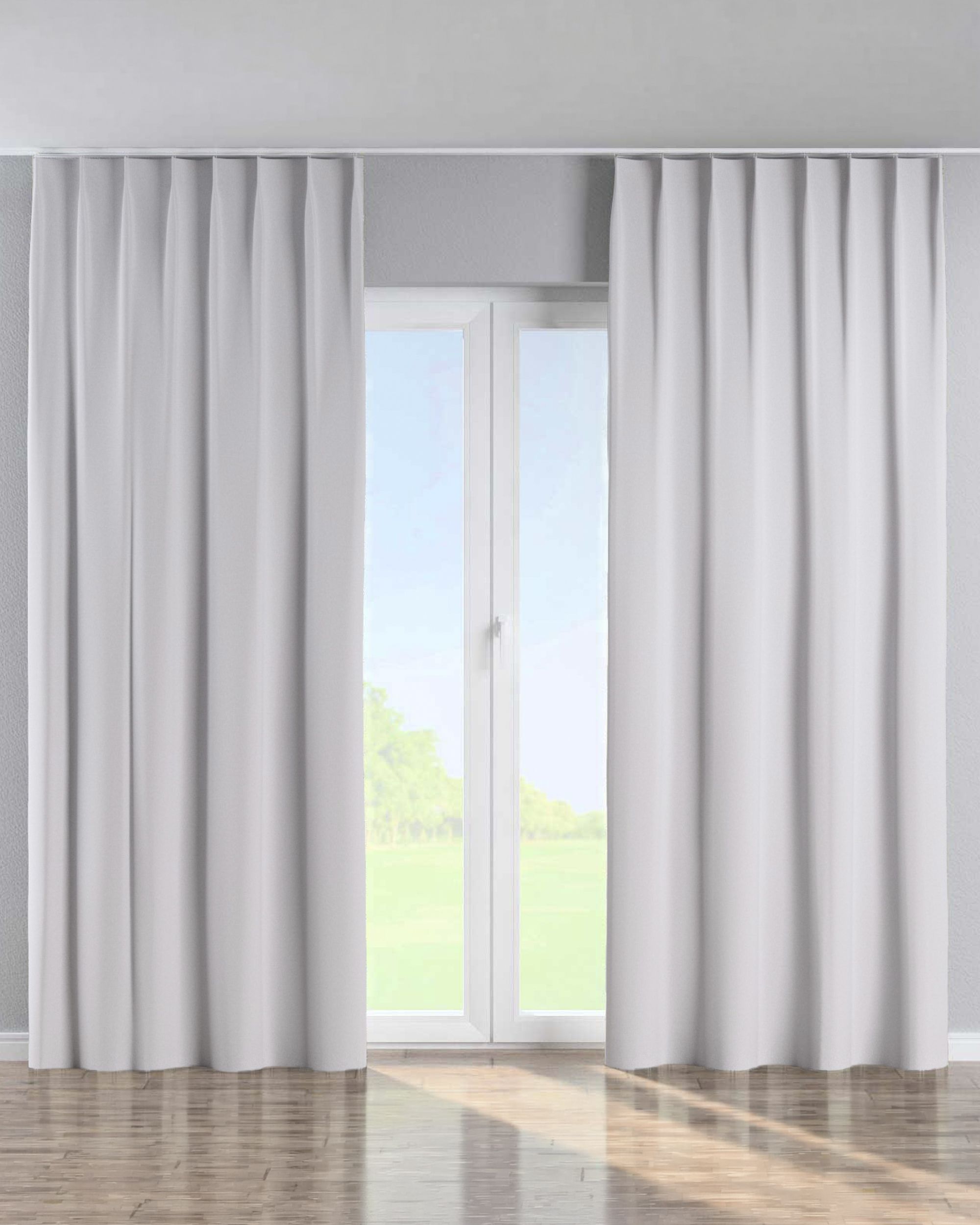 Rideau avec crochets flex simples couleur gris tissu black-out