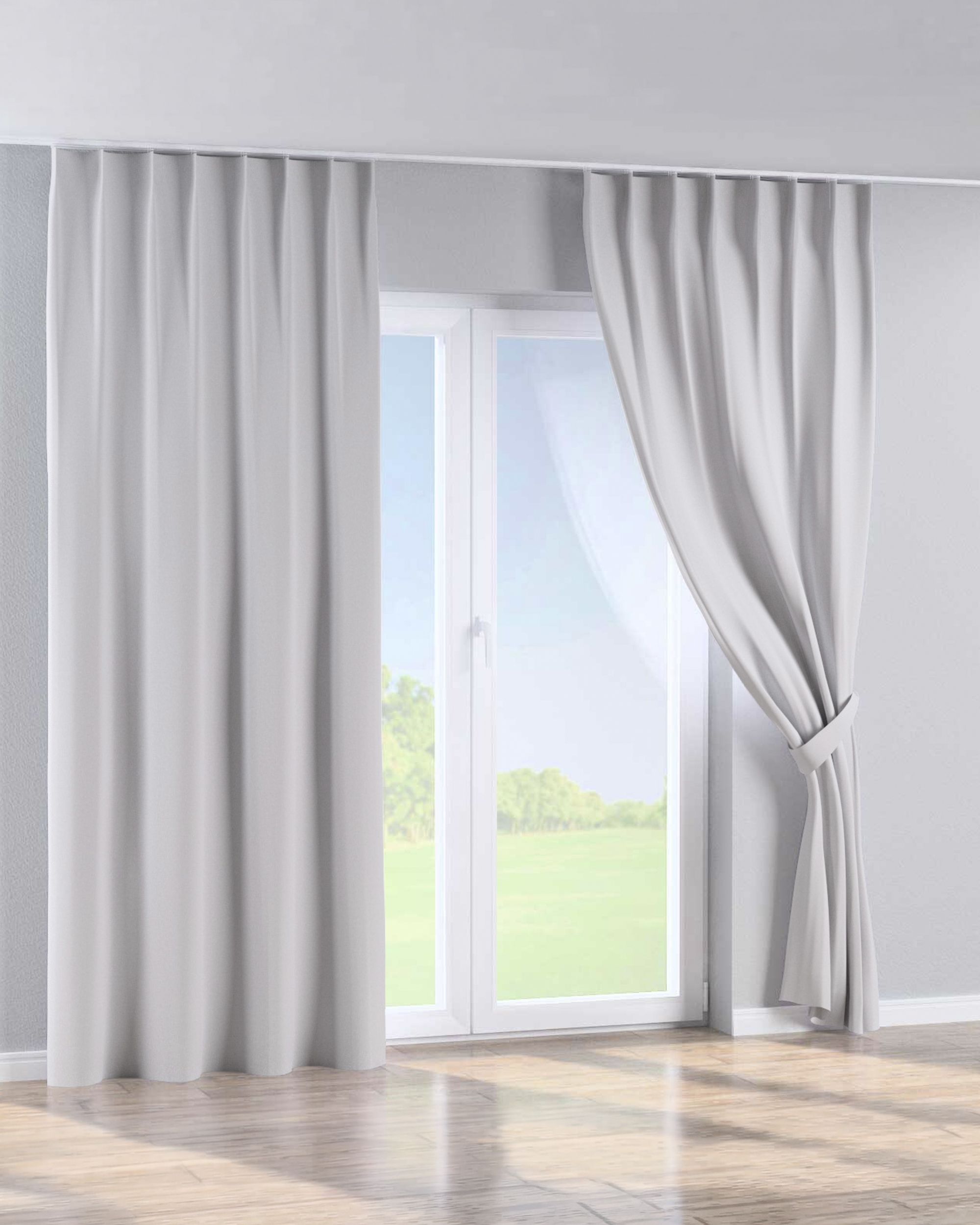 Rideau avec crochets flex simples couleur gris tissu black-out (hover)
