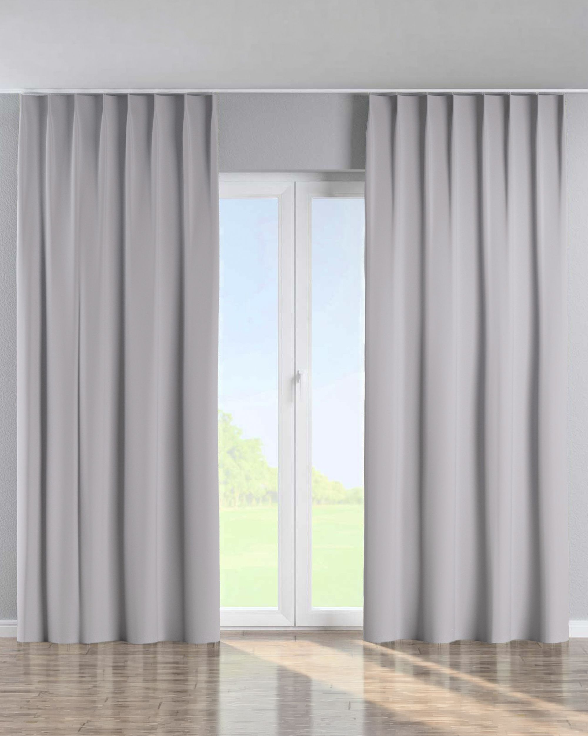 Rideau avec crochets flex simples couleur gris tissu black-out