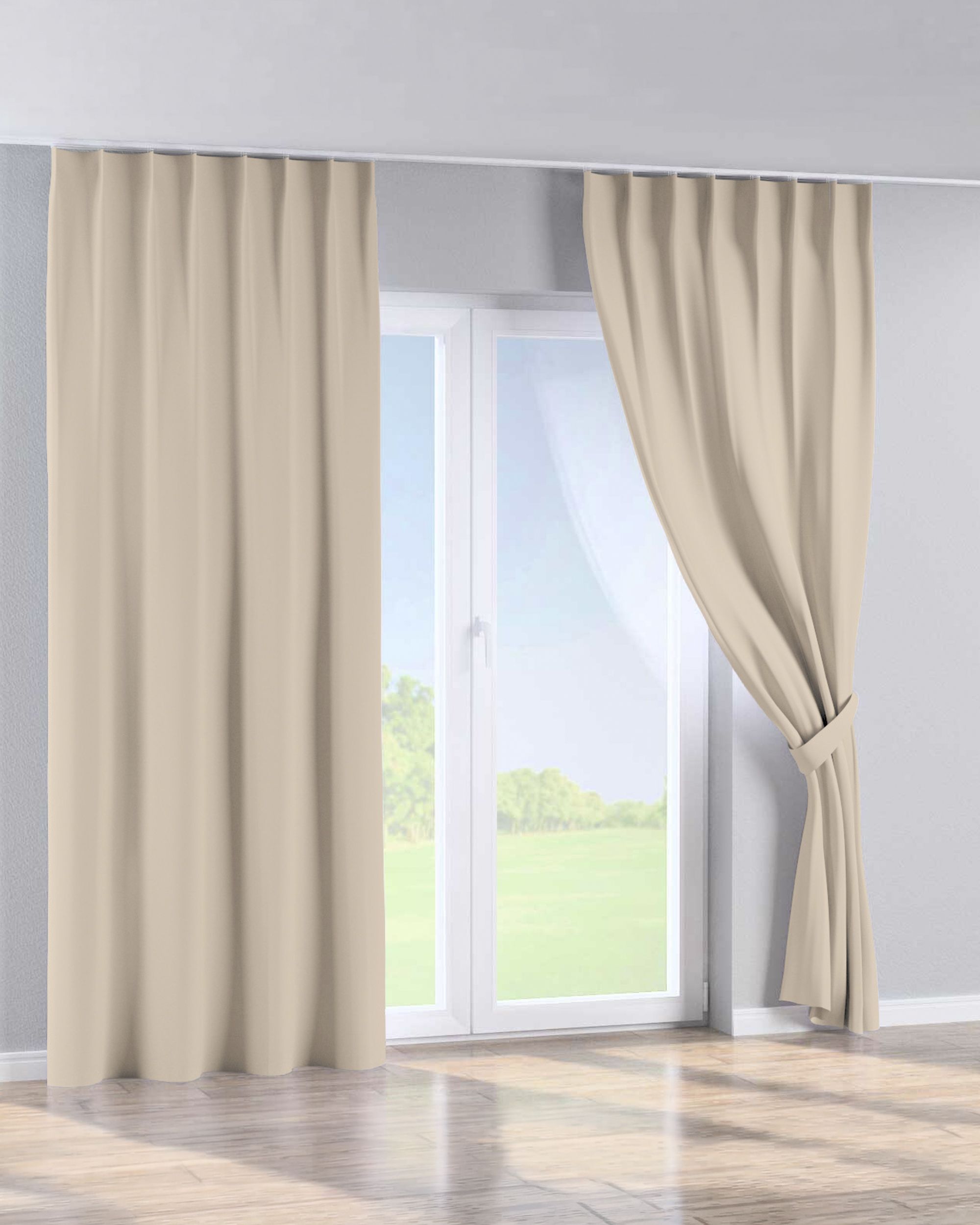 Rideau avec crochets flex simples couleur beige tissu black-out (hover)