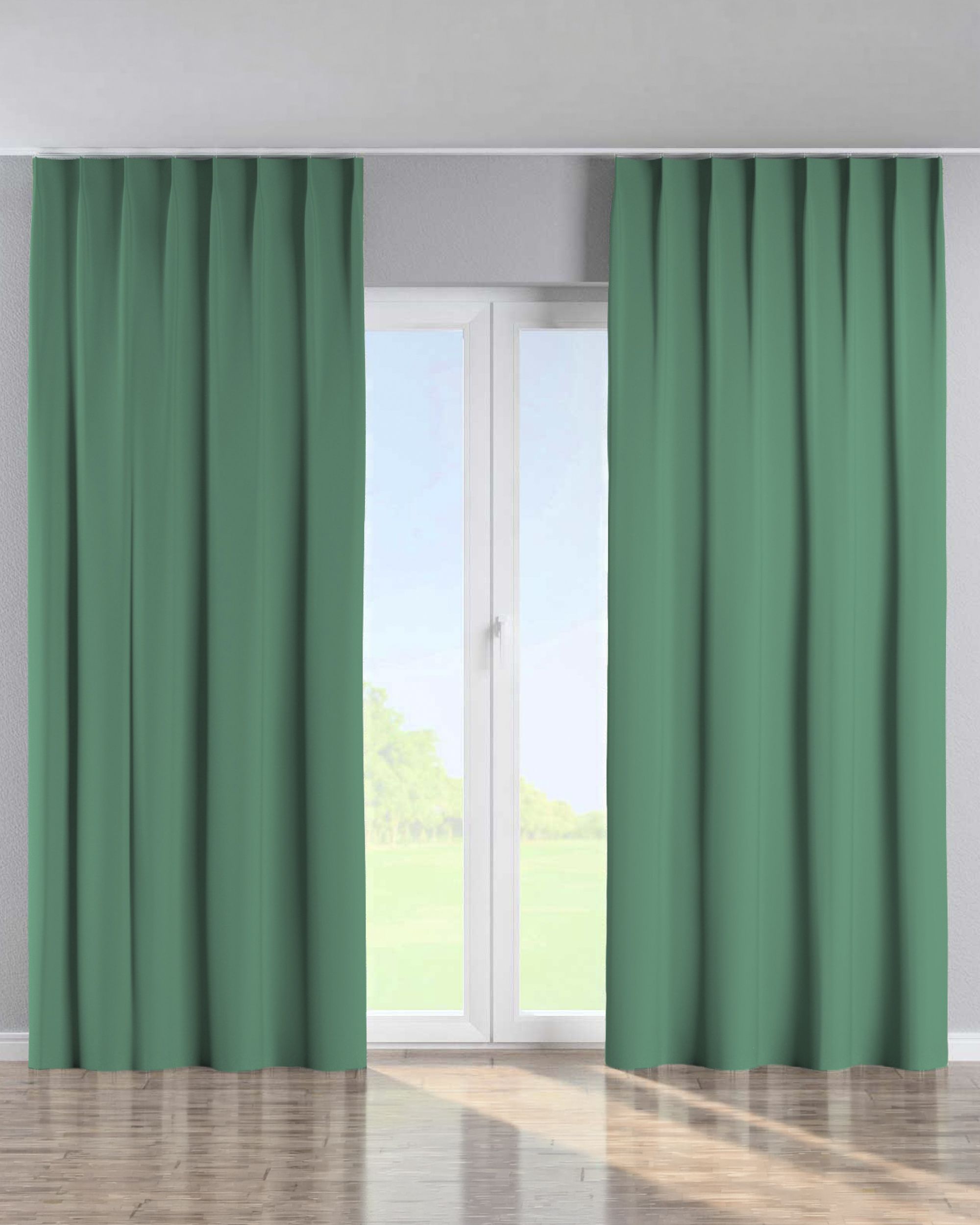 Rideau avec crochets flex simples couleur vert tissu black-out