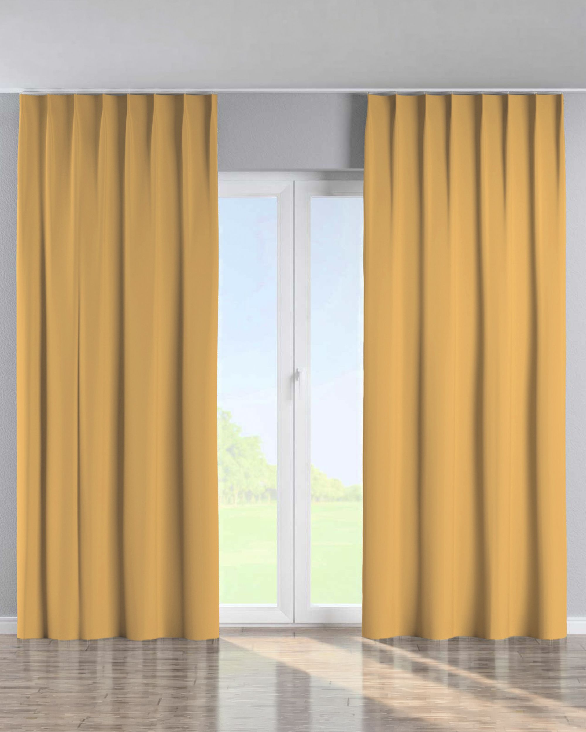 Rideau avec crochets flex simples couleur jaune tissu black-out