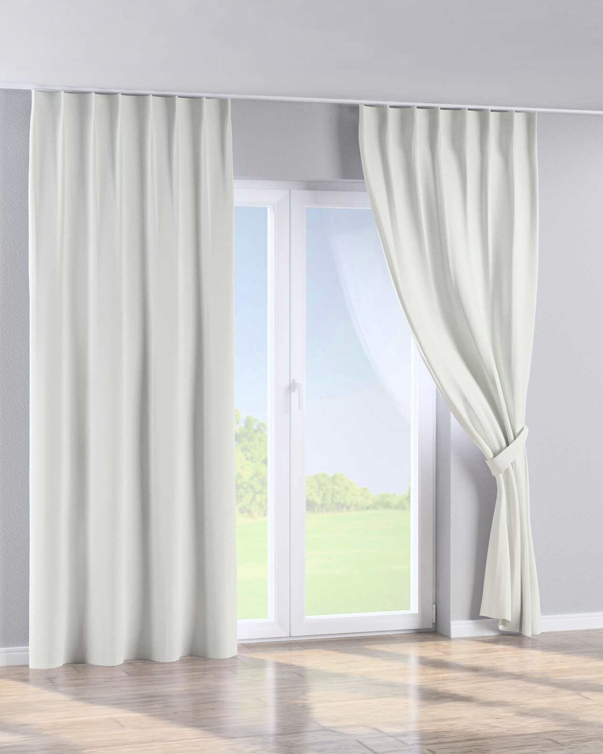 Rideau avec crochets flex simples couleur blanc tissu tresse, black-out (hover)