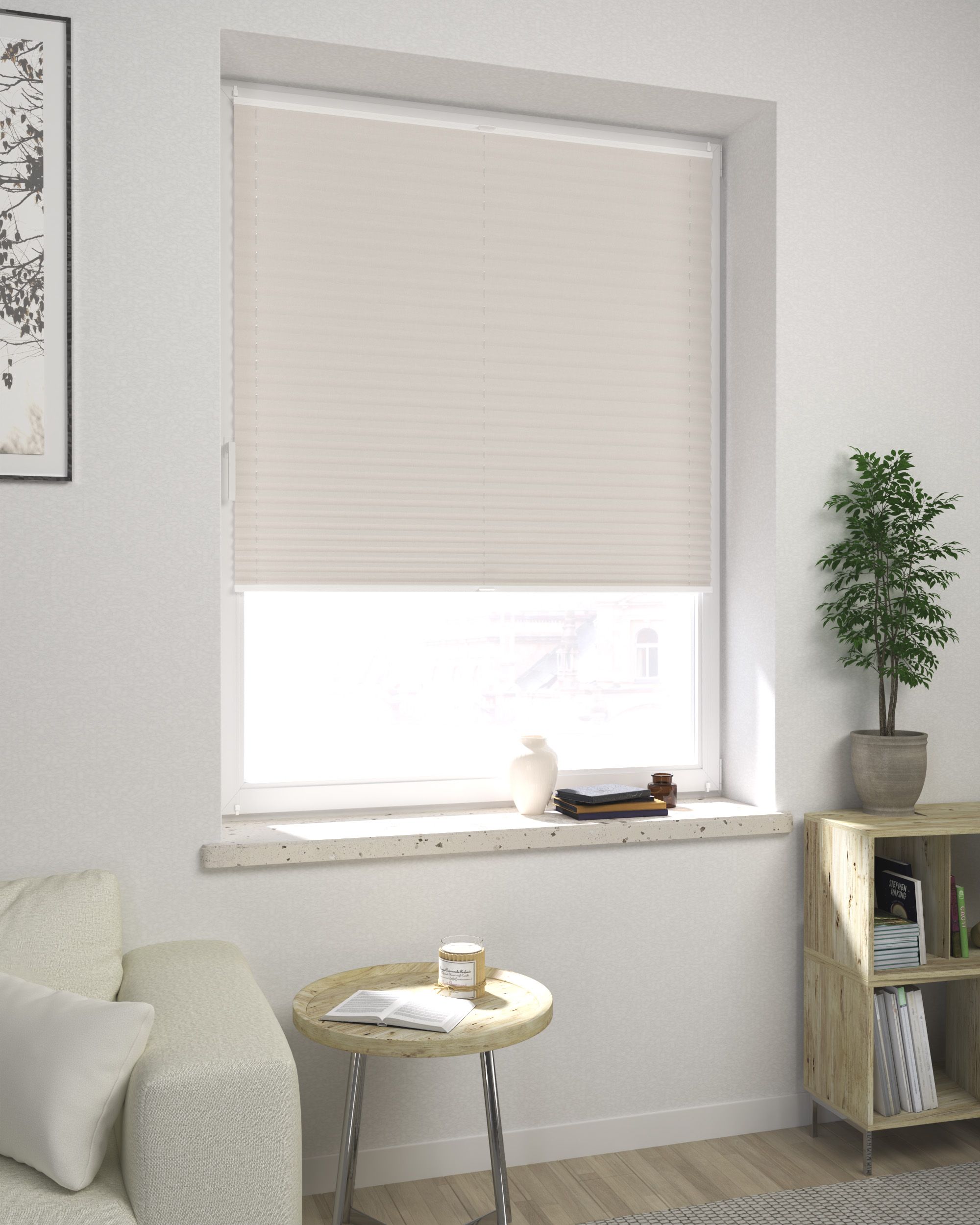 Store plissé sur mesure Harmonica couleur gris tissu black-out
