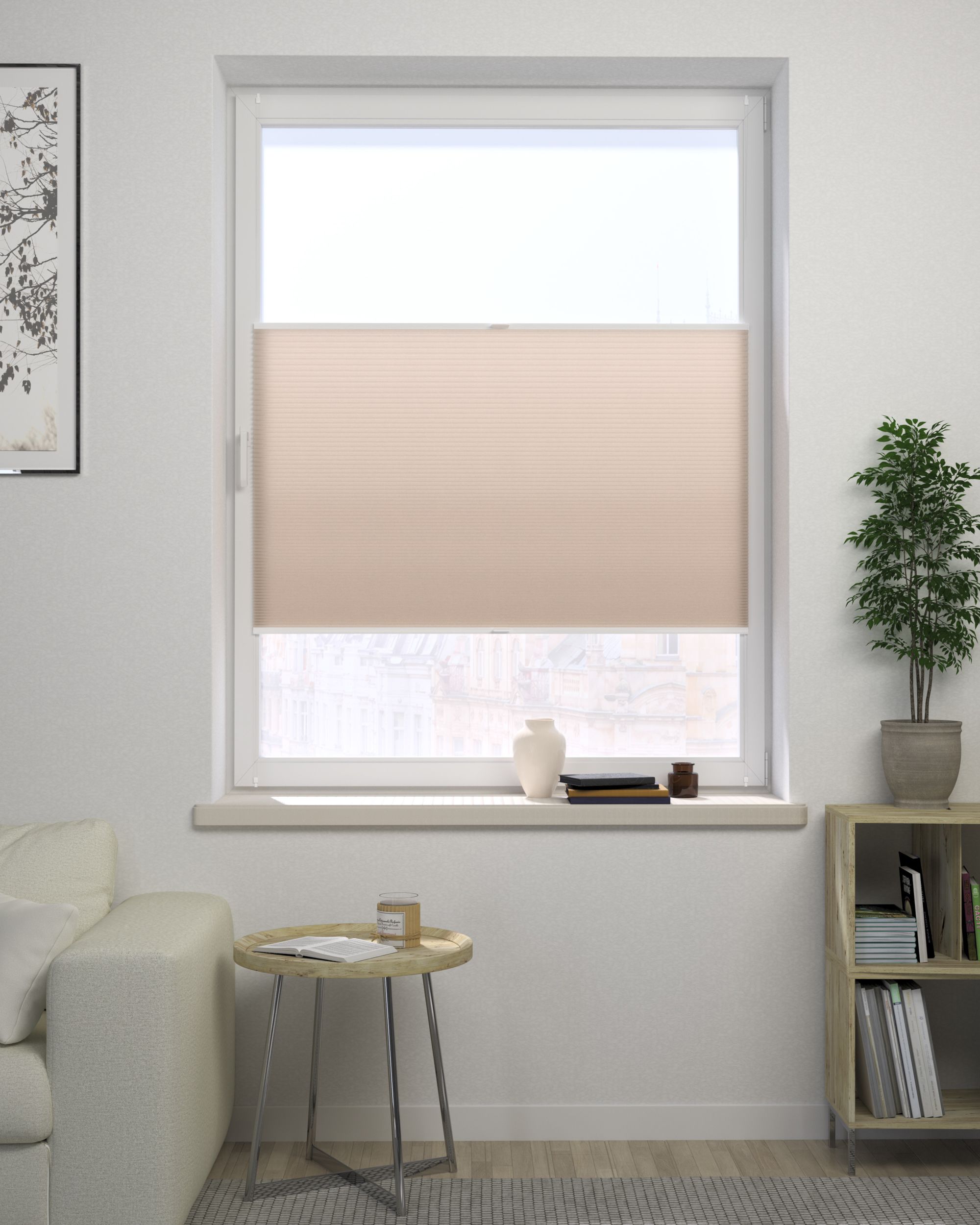 Store plissé sur mesure Honeycomb couleur orange tissu semi-transparent (hover)