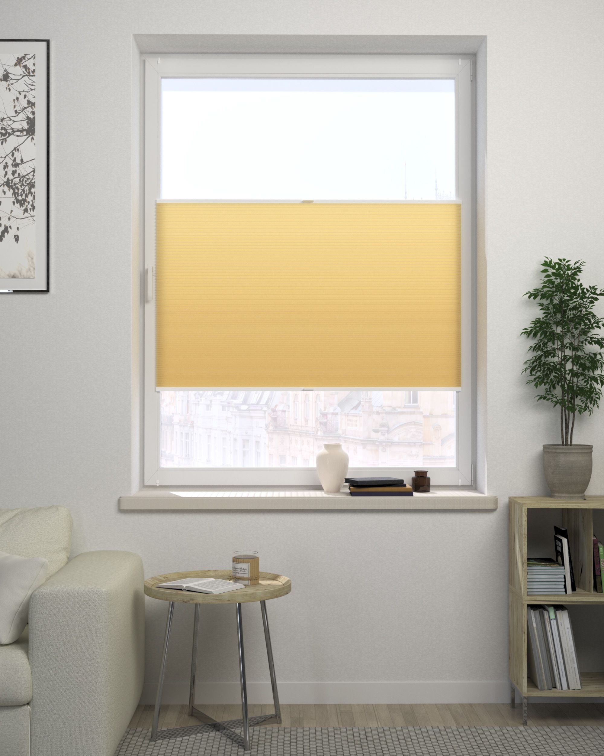 Store plissé sur mesure Honeycomb couleur marron tissu semi-transparent (hover)