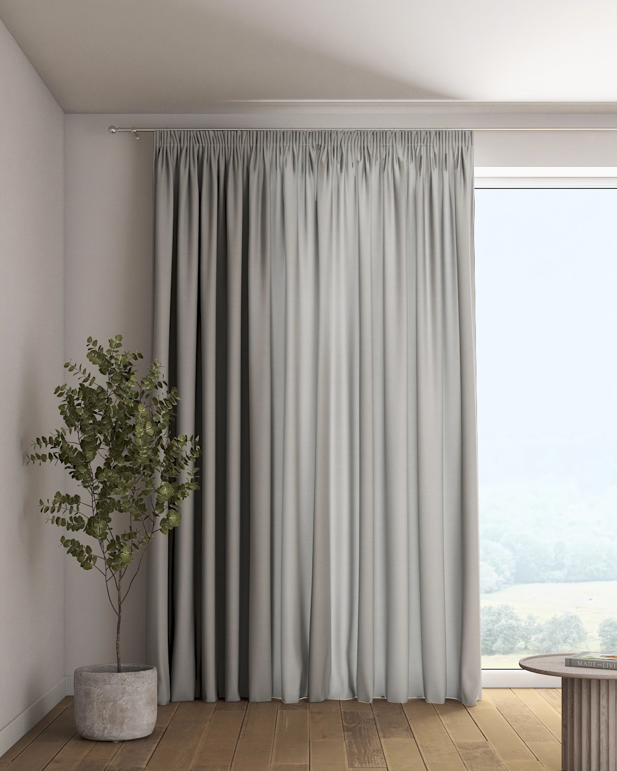 Rideau sur un ruban fronceur 1 pièce couleur gris