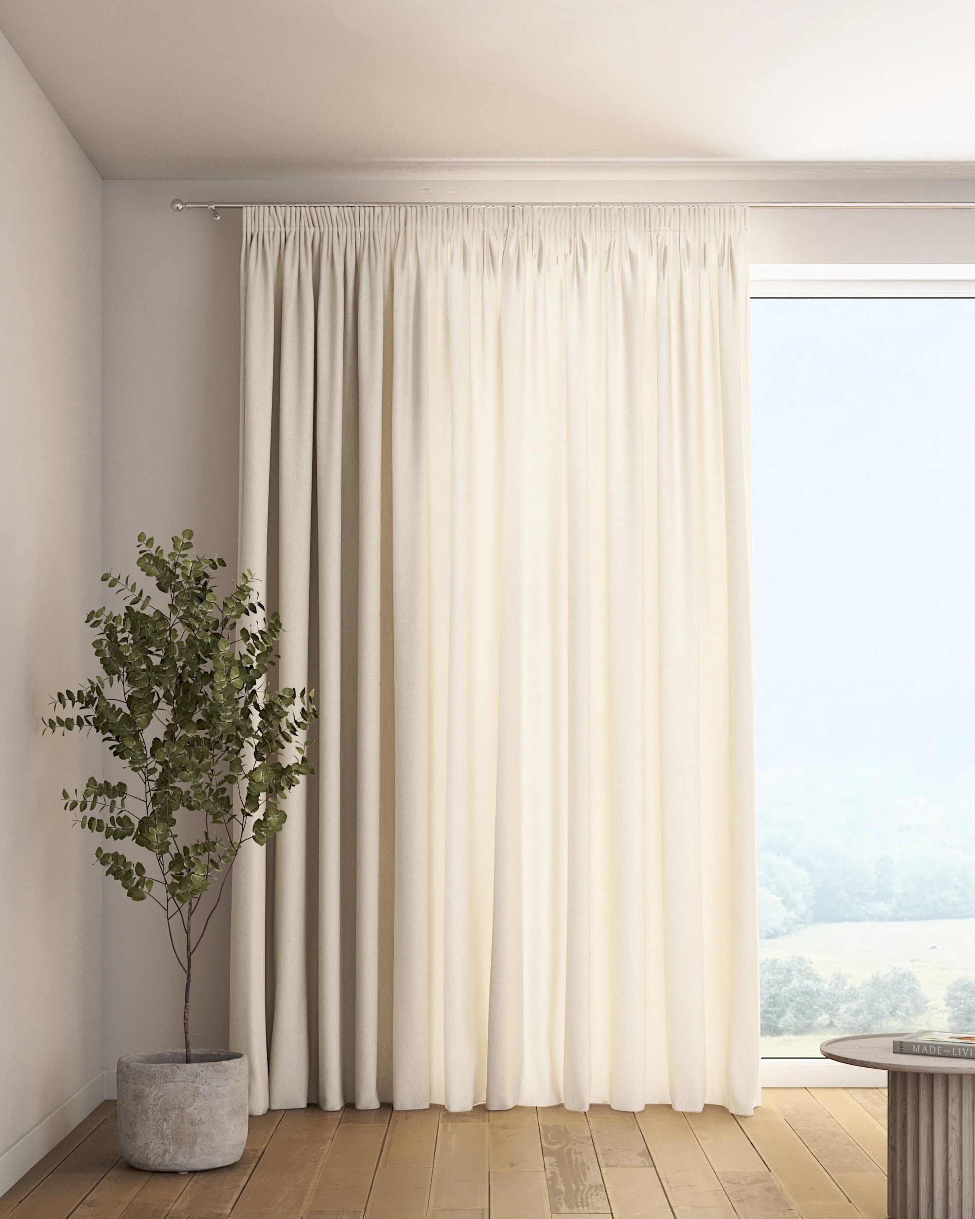 Rideau sur un ruban fronceur 1 pièce couleur beige
