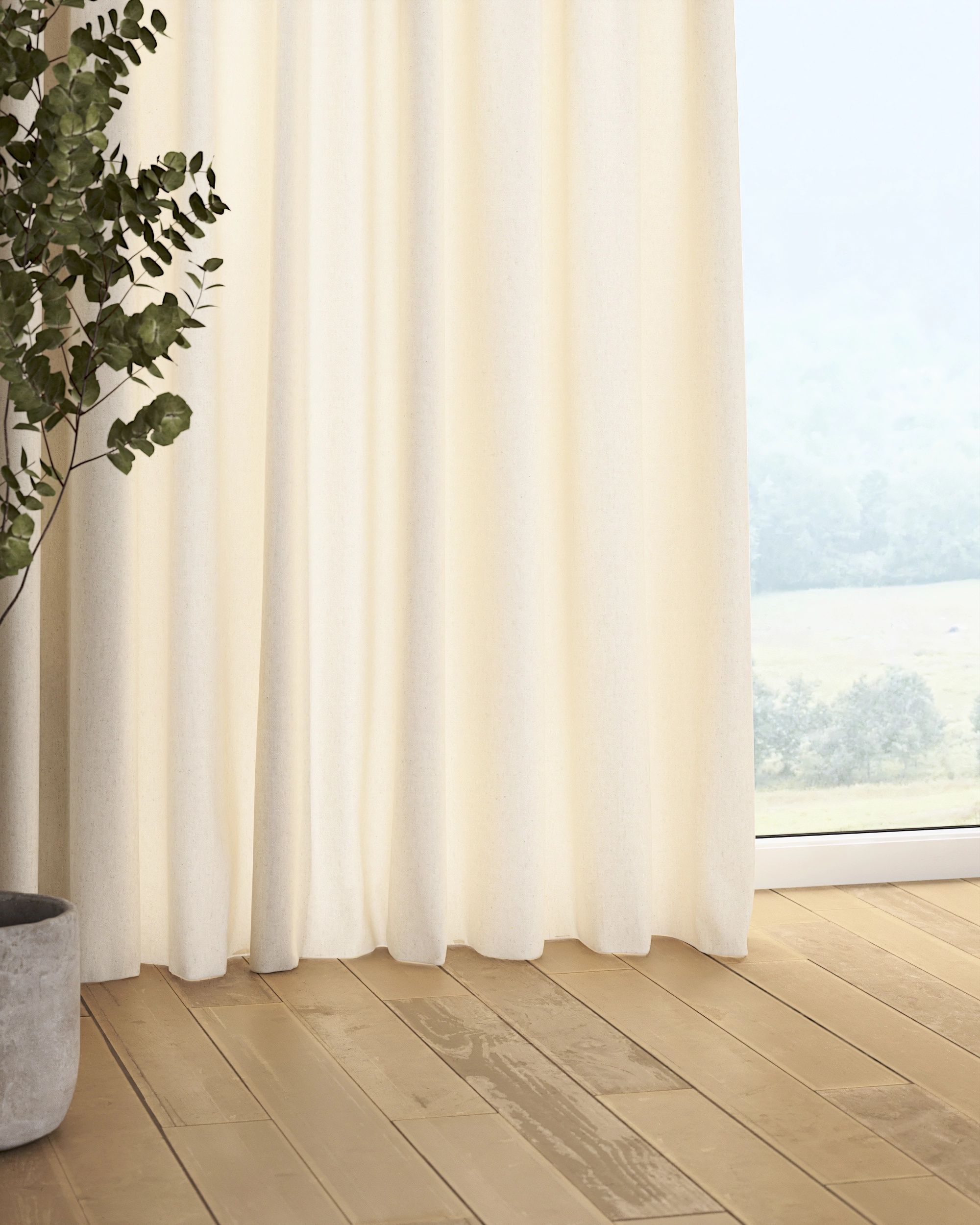 Rideau sur un ruban fronceur 1 pièce couleur beige (hover)