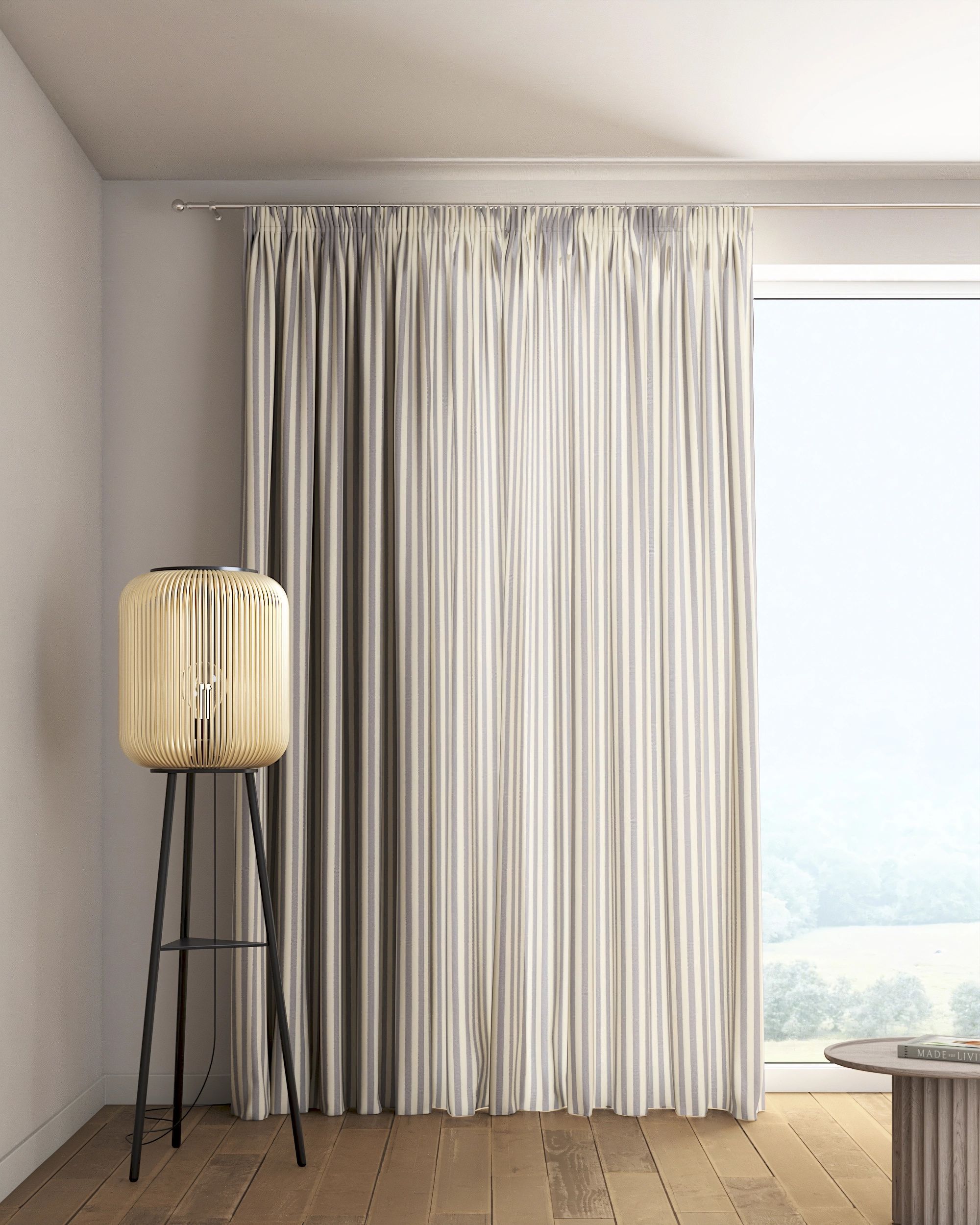 Rideau sur un ruban fronceur 1 pièce couleur bleu marine tissu à motifs