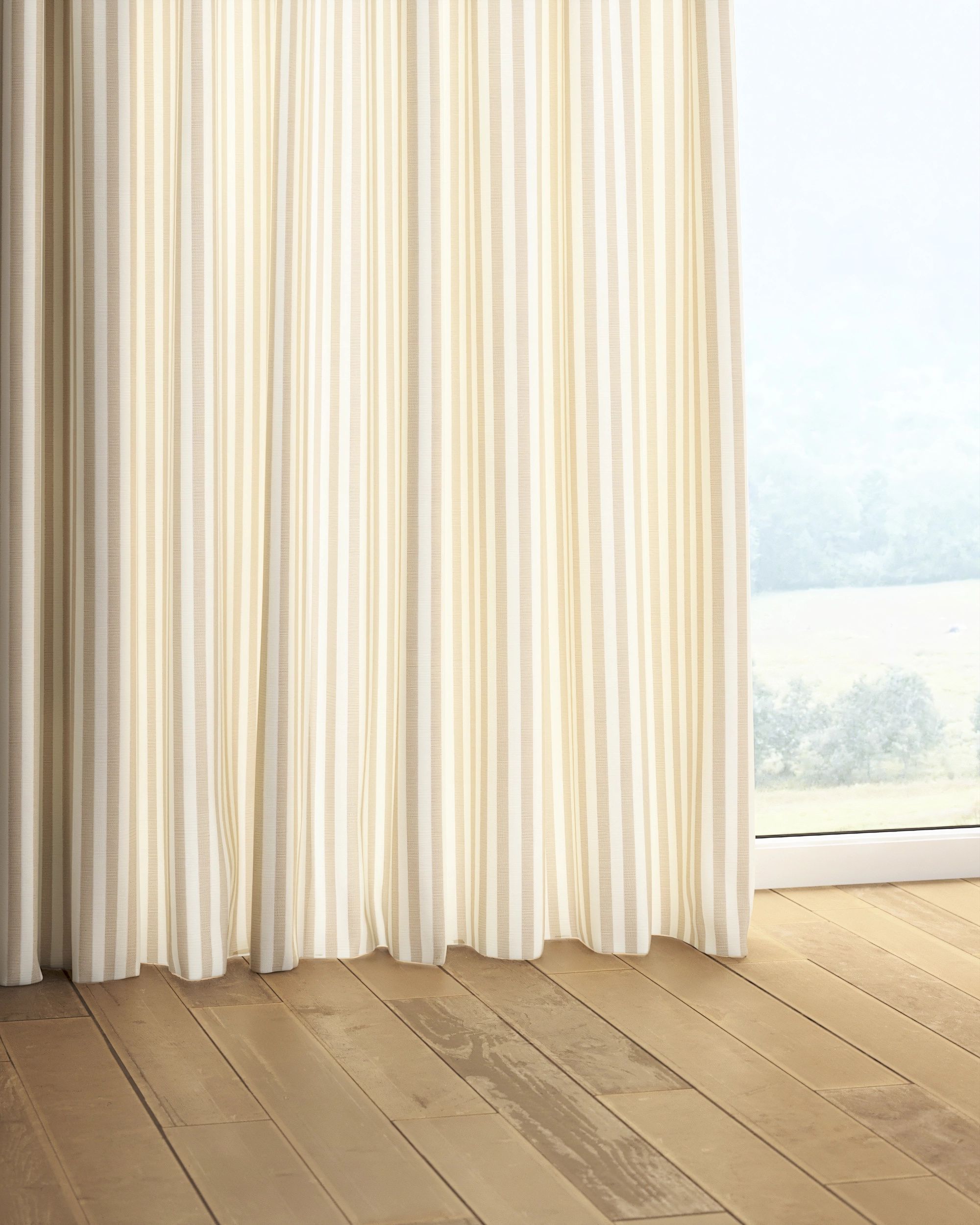Rideau sur un ruban fronceur 1 pièce couleur beige tissu à motifs (hover)