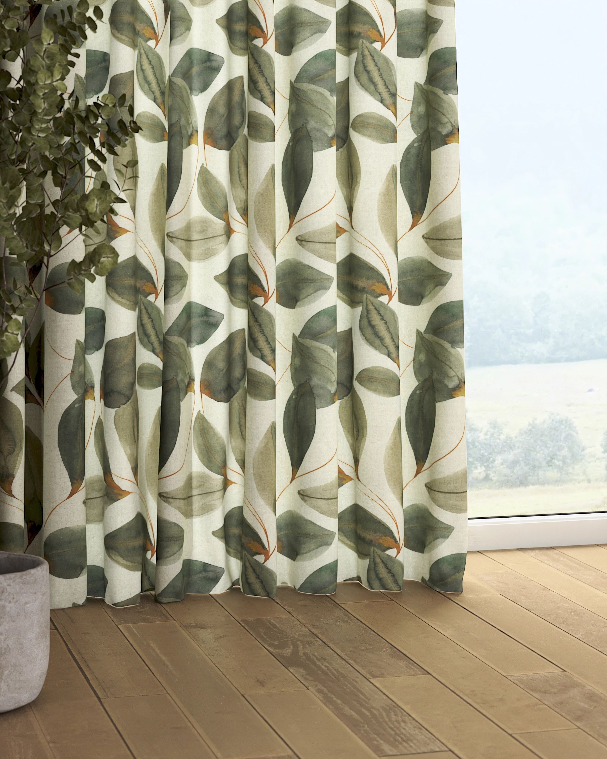 Rideau sur un ruban fronceur 1 pièce couleur multicolore tissu à motifs (hover)