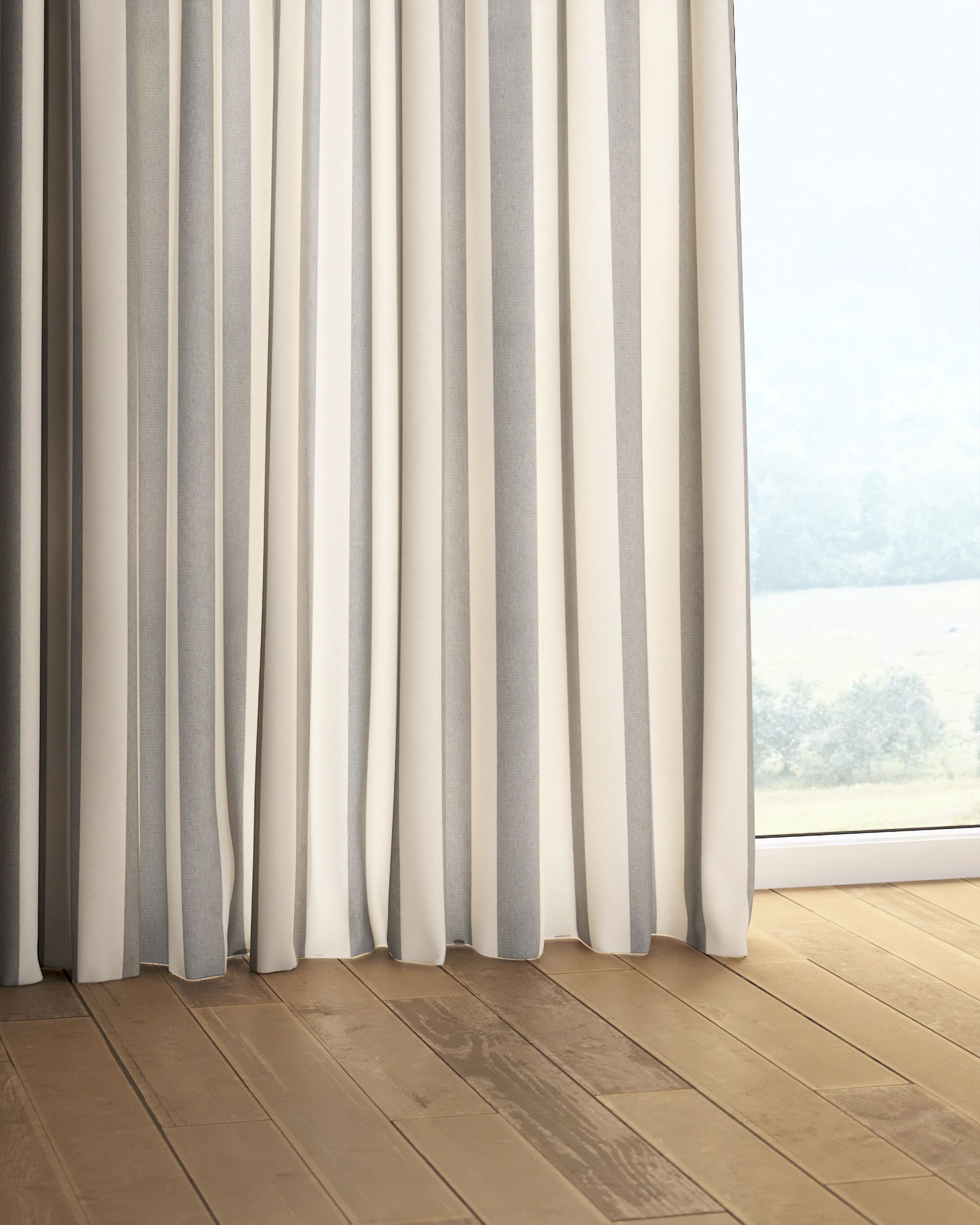 Rideau sur un ruban fronceur 1 pièce couleur gris tissu à motifs (hover)