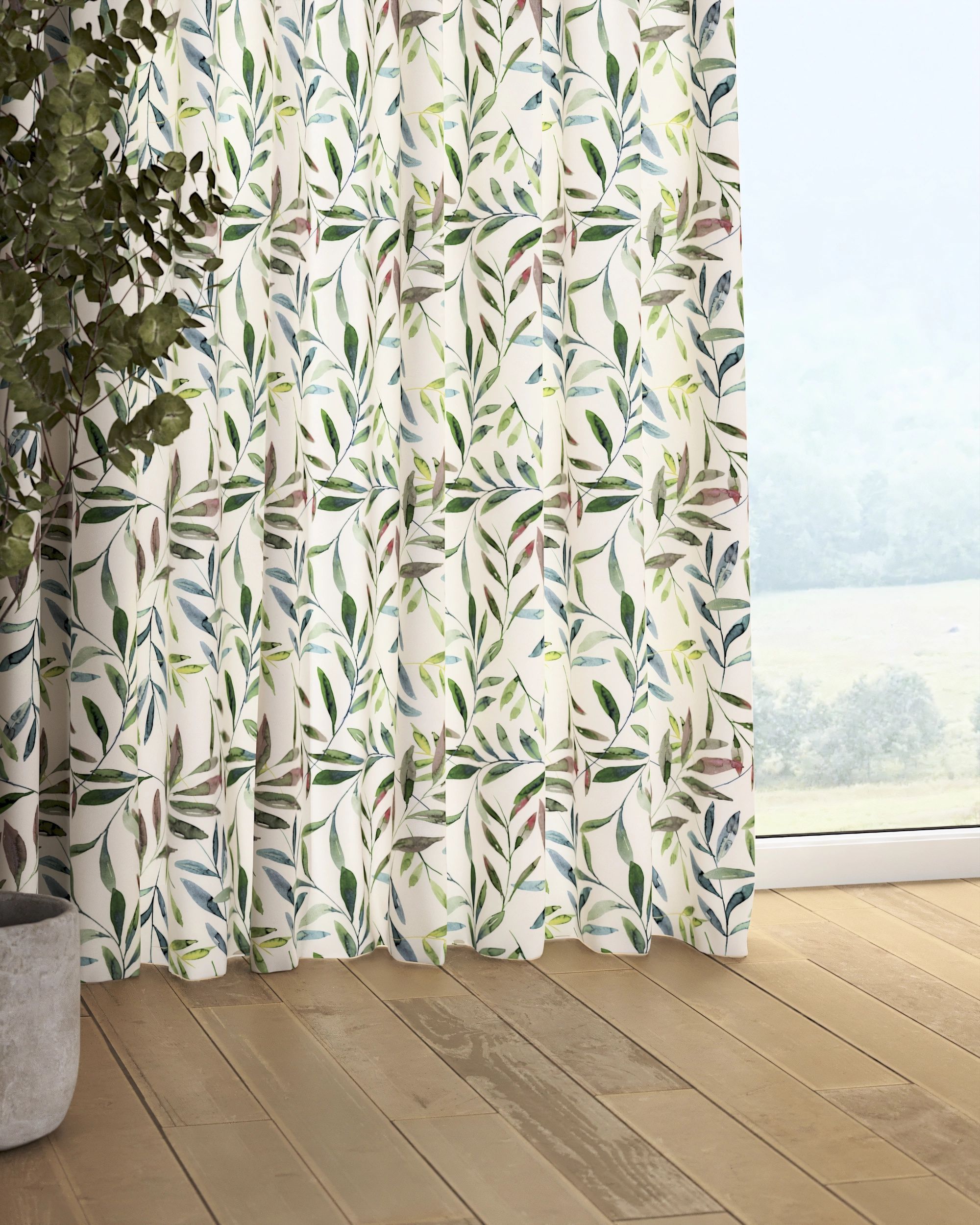 Rideau sur un ruban fronceur 1 pièce couleur multicolore tissu à motifs (hover)