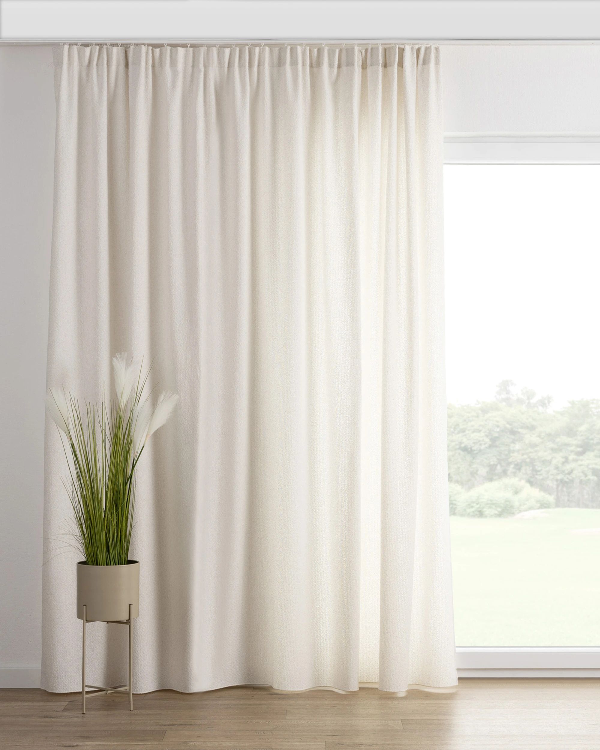 Rideau sur un ruban fronceur 1 pièce couleur blanc tissu tresse