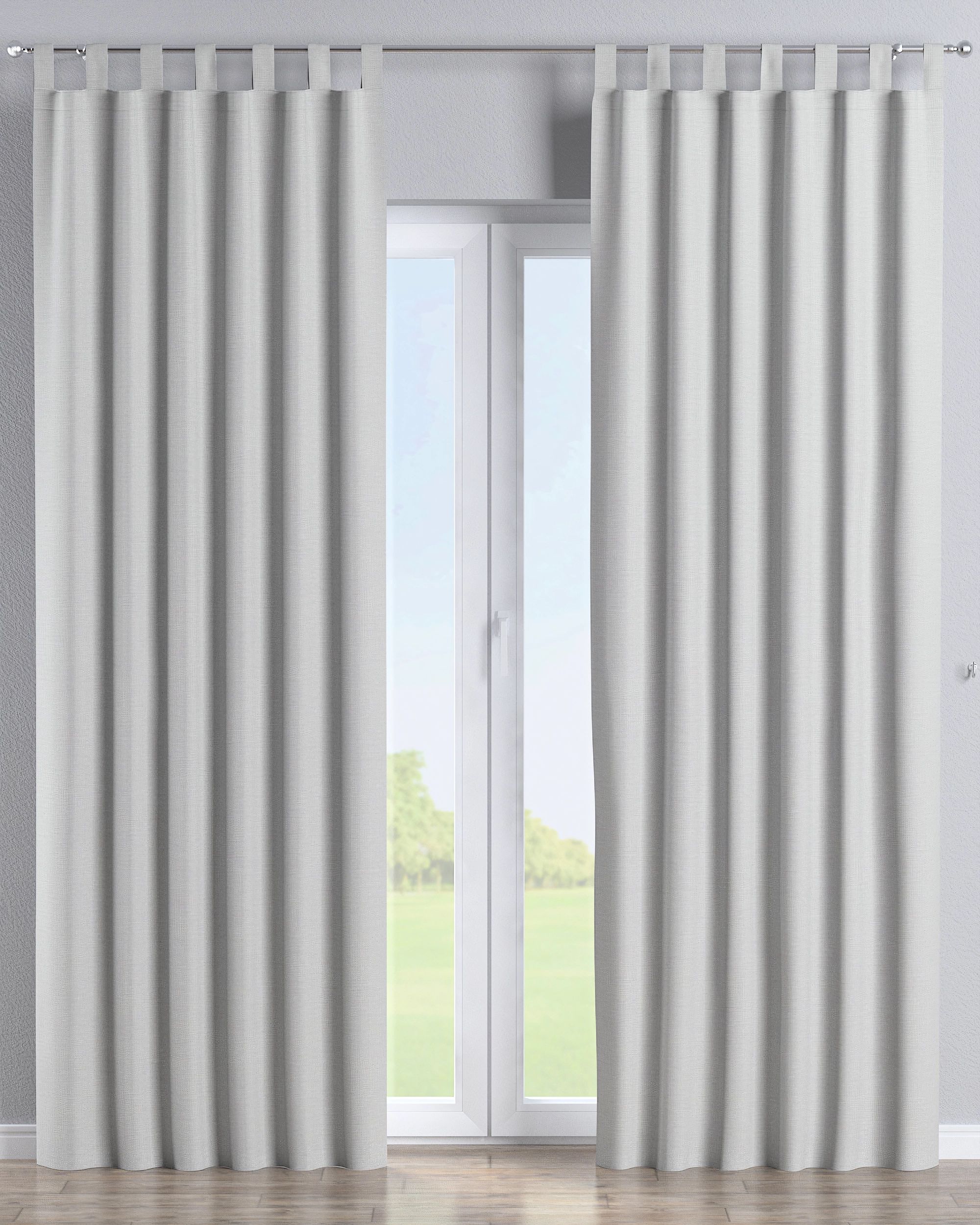 Rideau à pattes 1 pièce couleur gris tissu extérieur, tresse