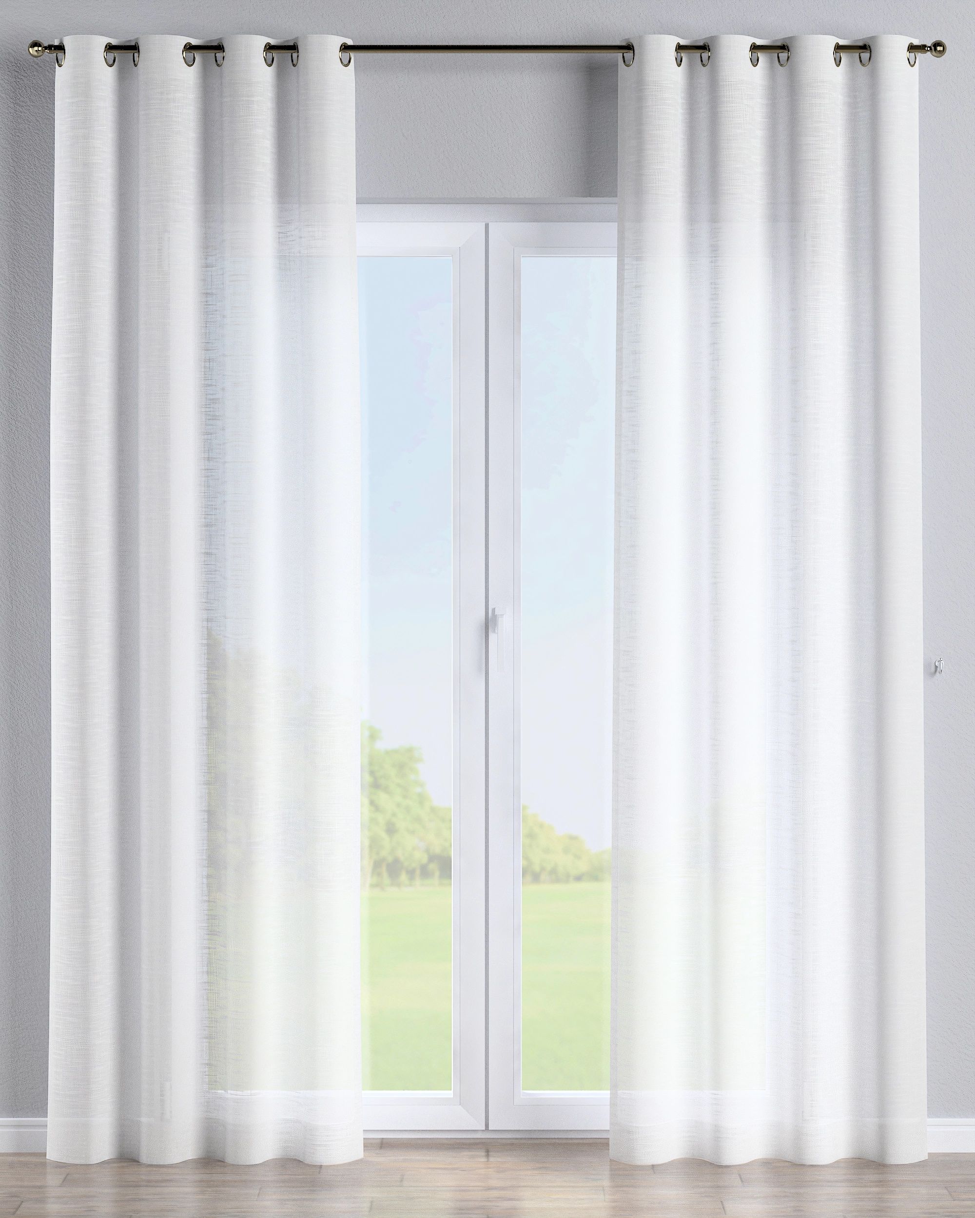 Rideau à œillets 1 pièce couleur crème tissu semi-transparent, tresse