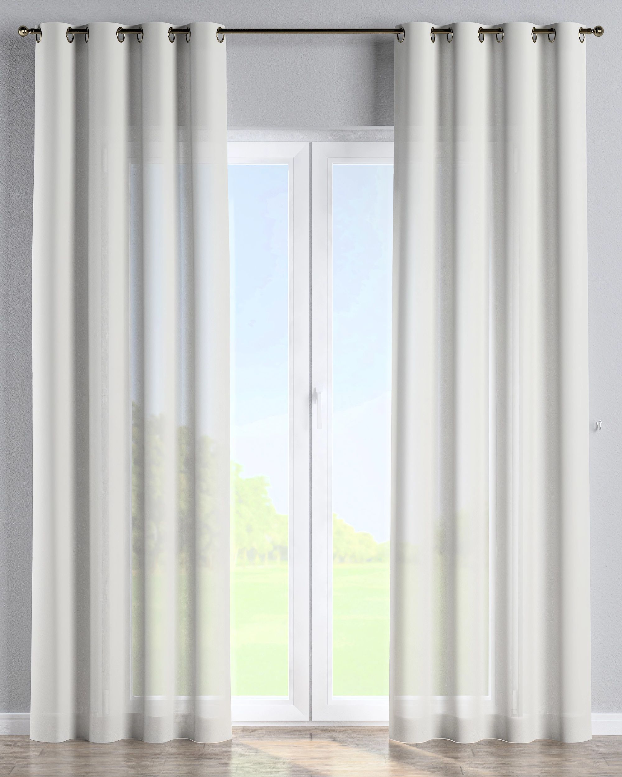 Rideau à œillets 1 pièce couleur crème tissu semi-transparent, tresse