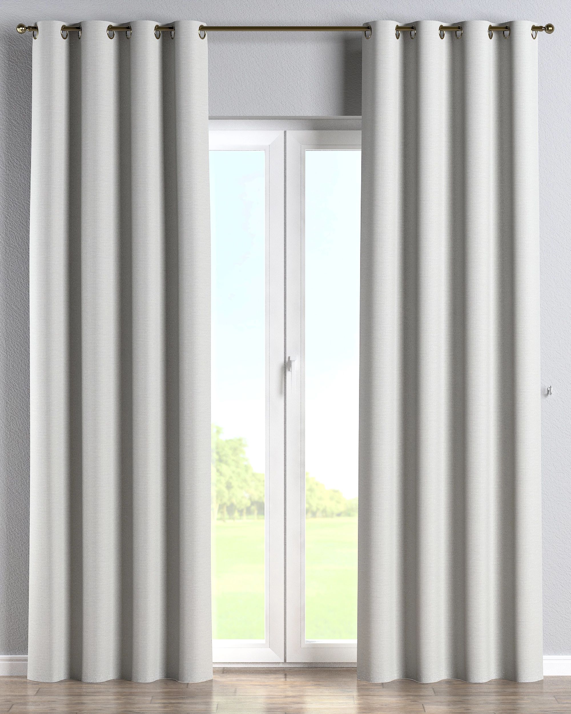 Rideau à œillets 1 pièce couleur gris tissu extérieur, tresse
