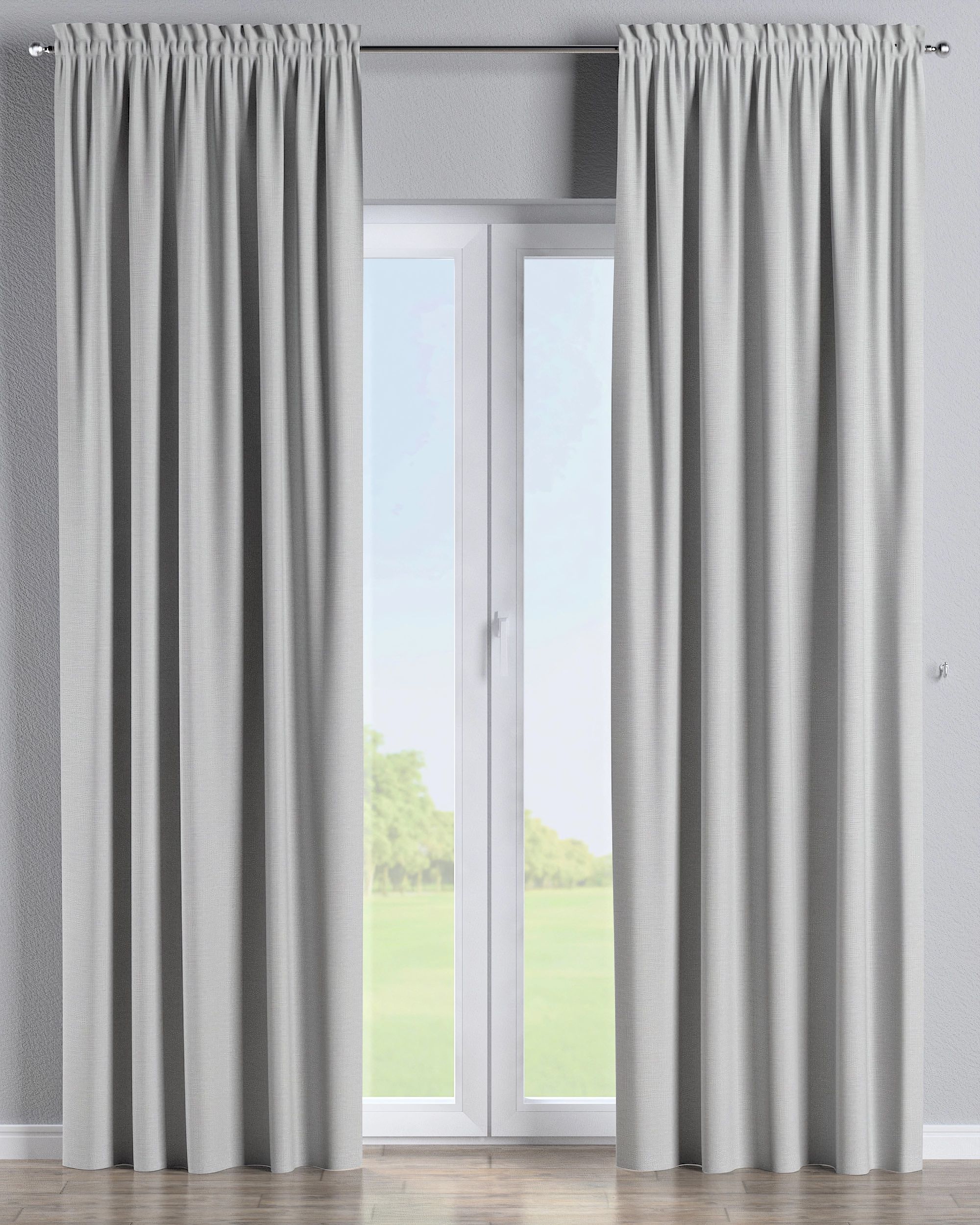 Rideau à galon fronceur 1 pièce couleur gris tissu extérieur, tresse