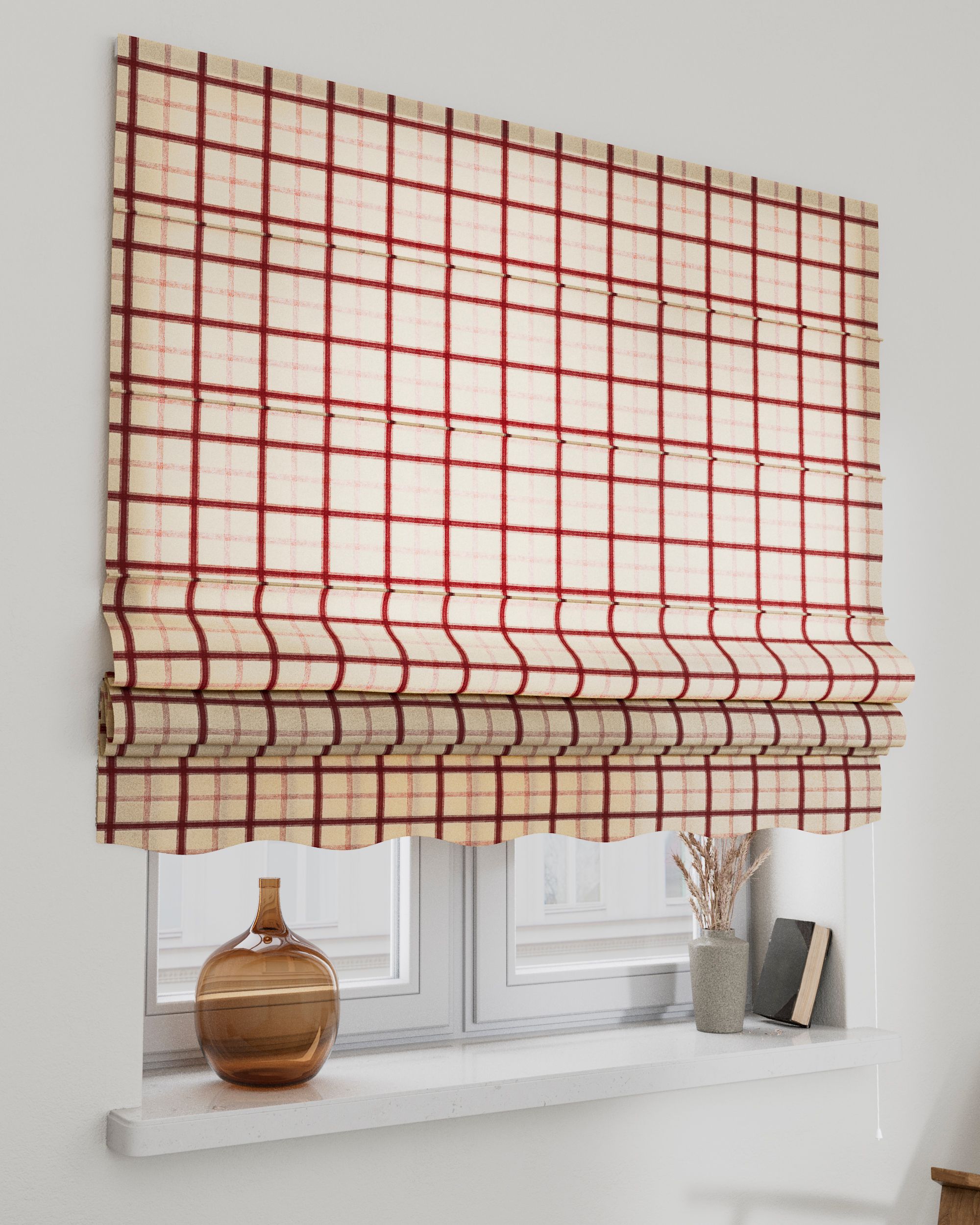 Store romain Florence couleur rouge tissu à motifs