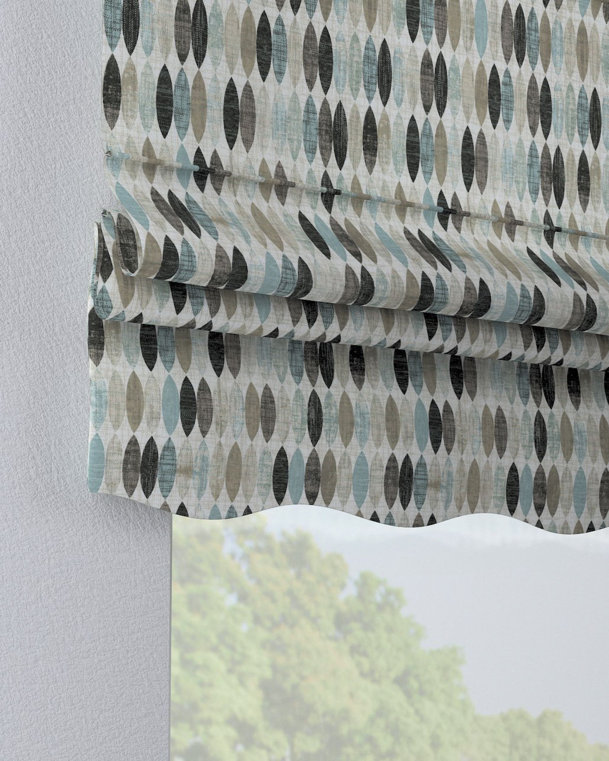 Store romain Florence couleur beige tissu à motifs (hover)