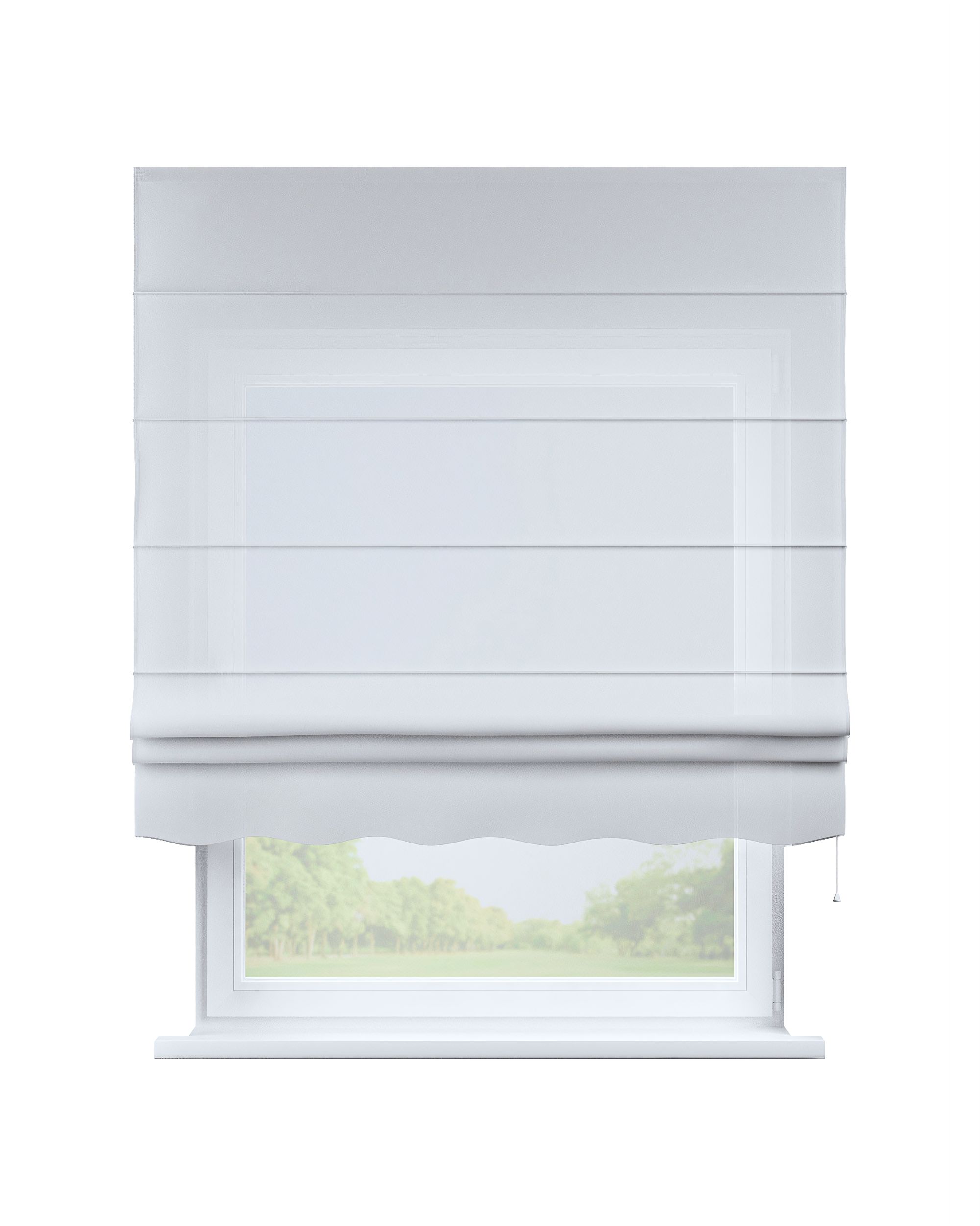 Store romain Florence couleur blanc tissu semi-transparent, tresse