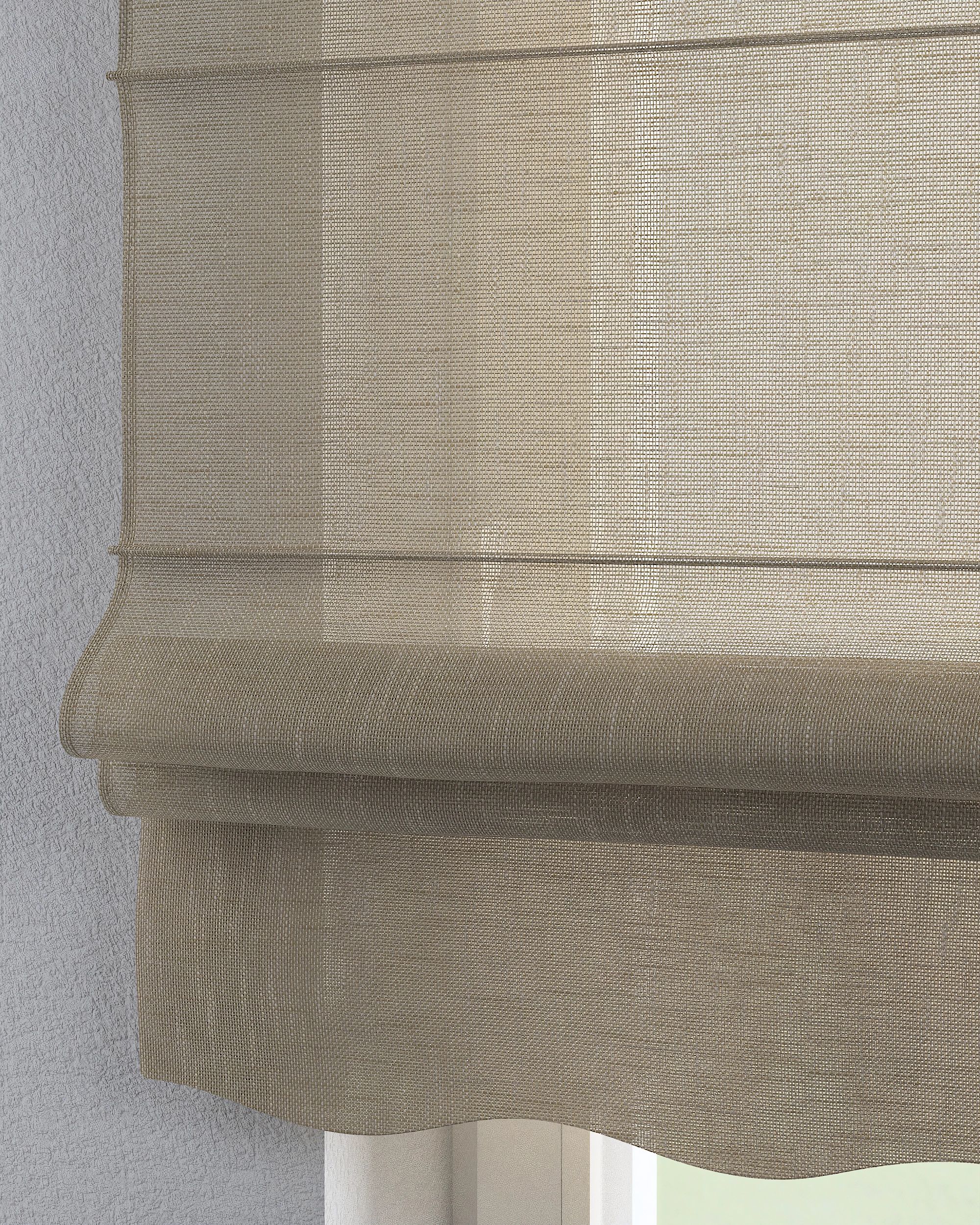Store romain Florence couleur beige tissu semi-transparent, tresse (hover)