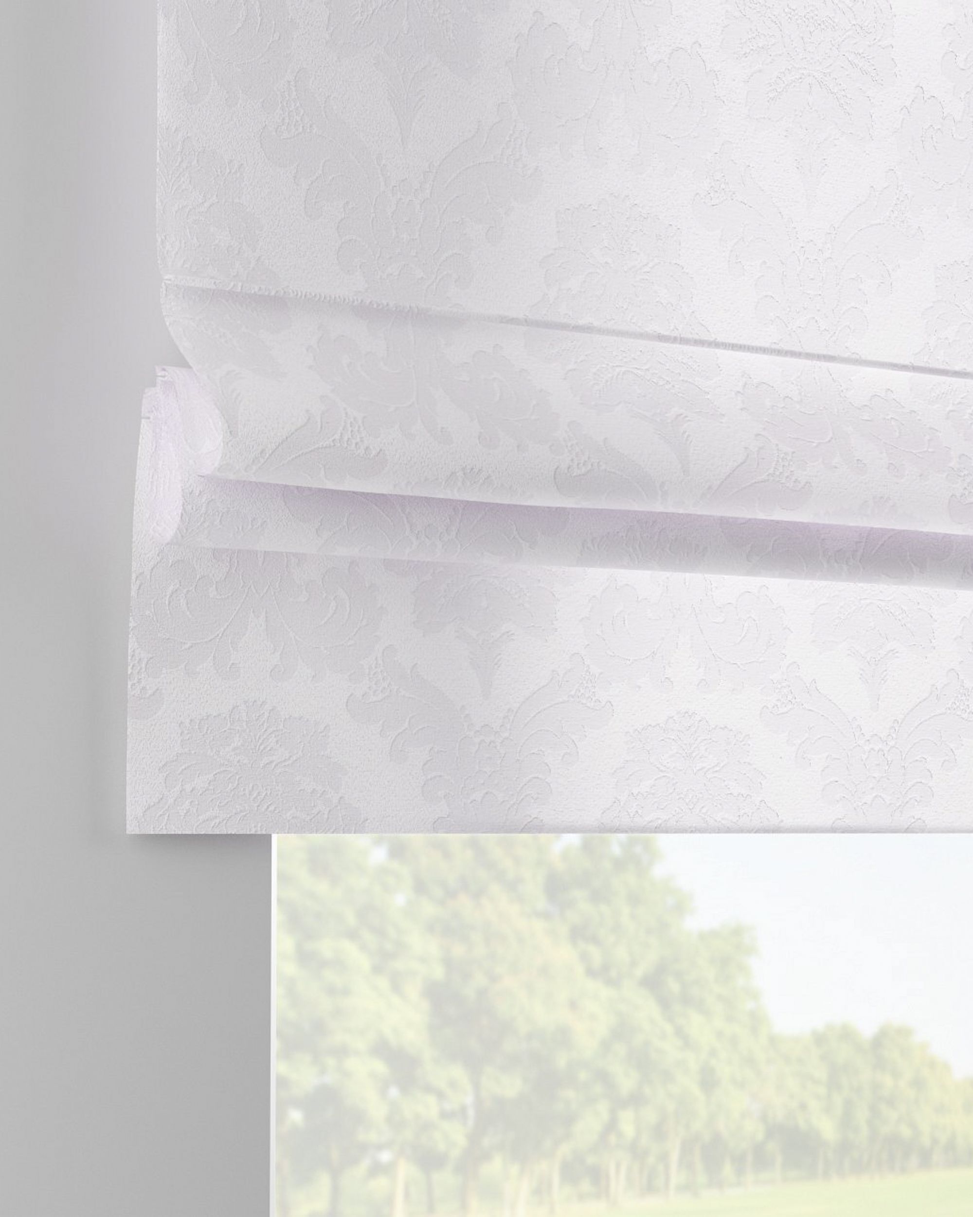 Store romain Padva couleur blanc tissu brillant, tresse, à motifs (hover)