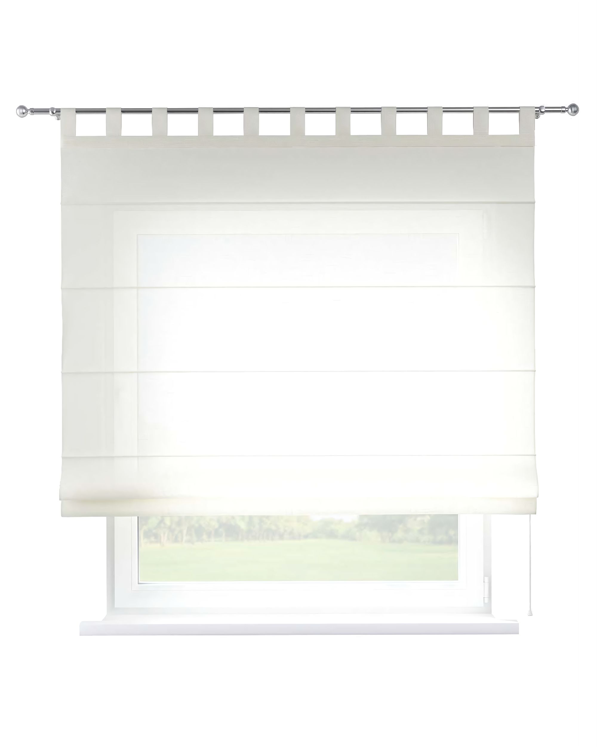 Store romain Verona couleur crème tissu semi-transparent, tresse