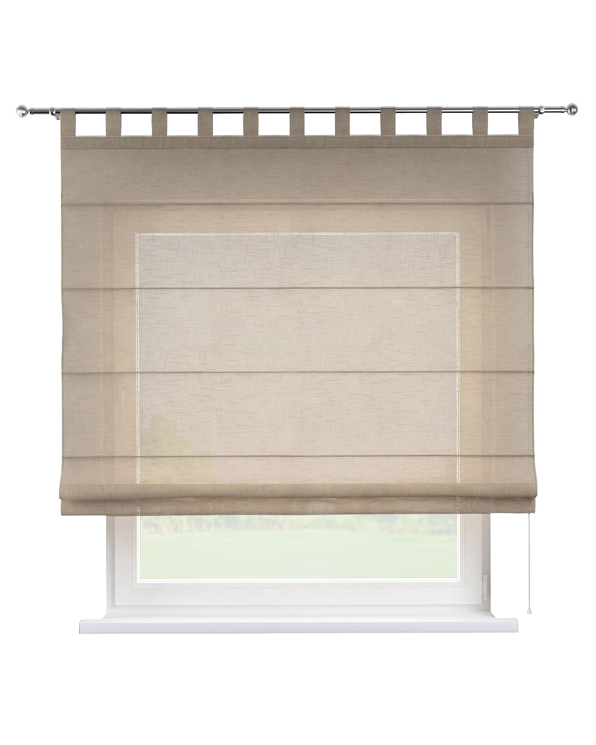 Store romain Verona couleur beige tissu semi-transparent, tresse
