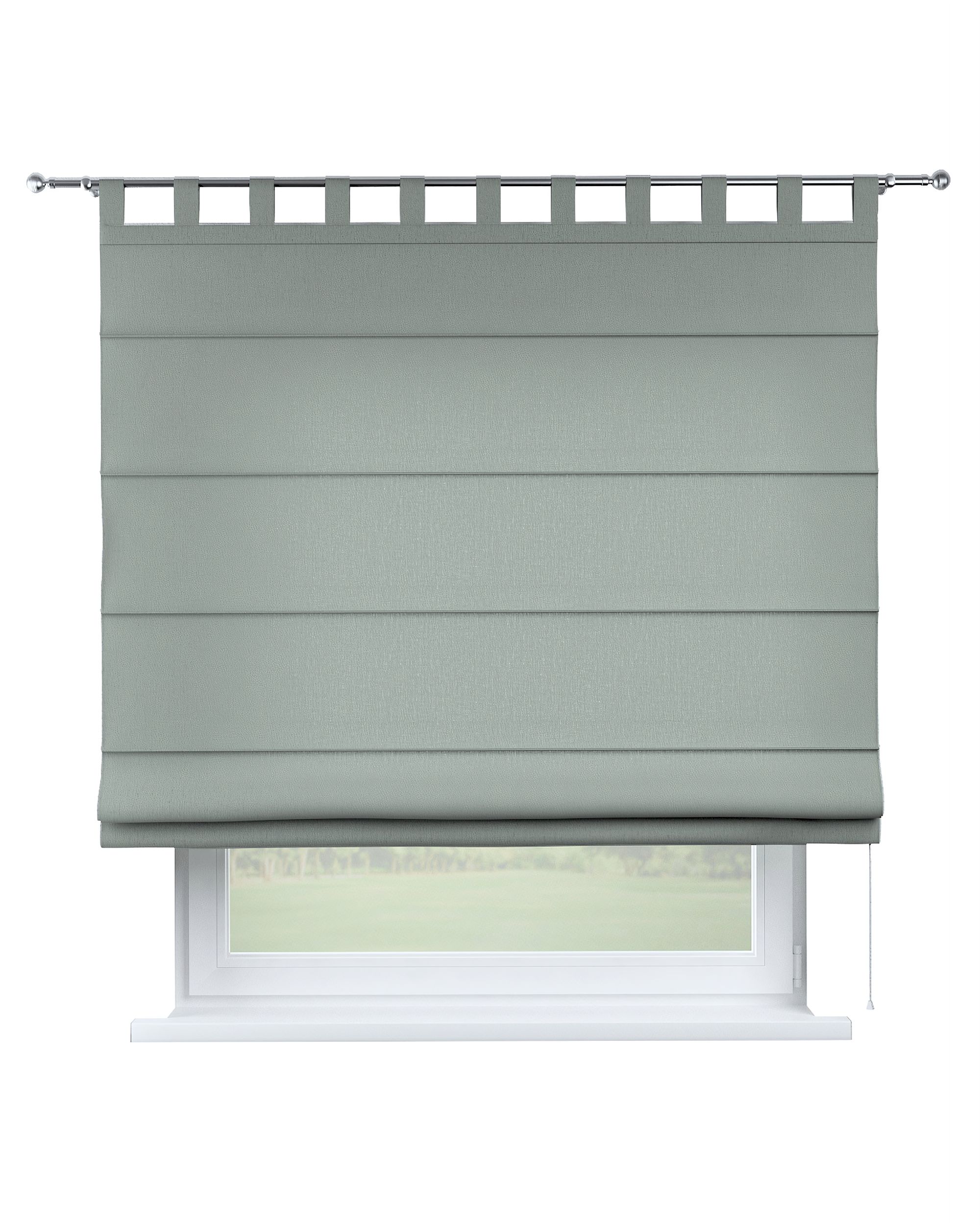 Store romain Verona couleur gris tissu semi-transparent, tresse