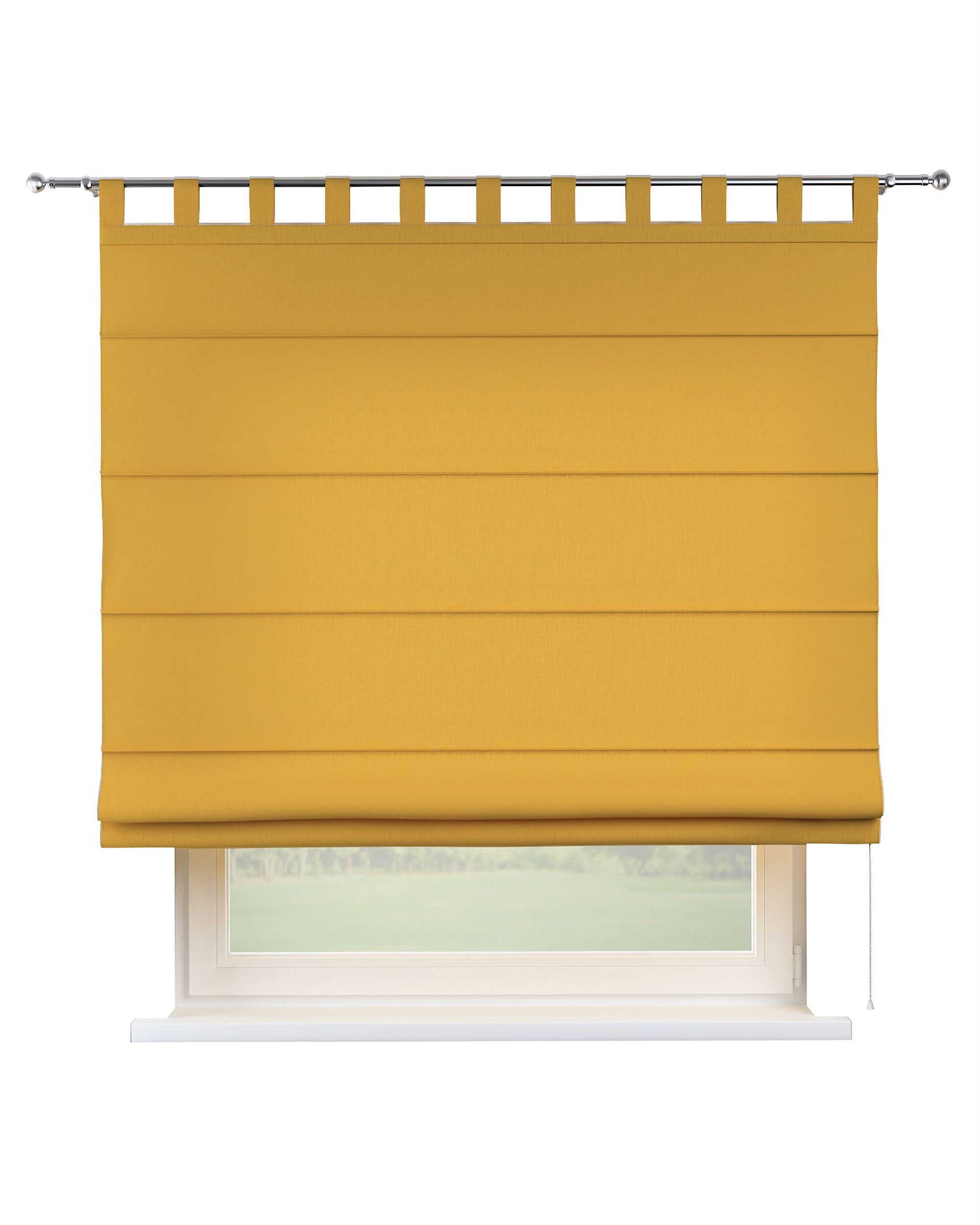 Store romain Verona couleur jaune tissu semi-transparent, tresse