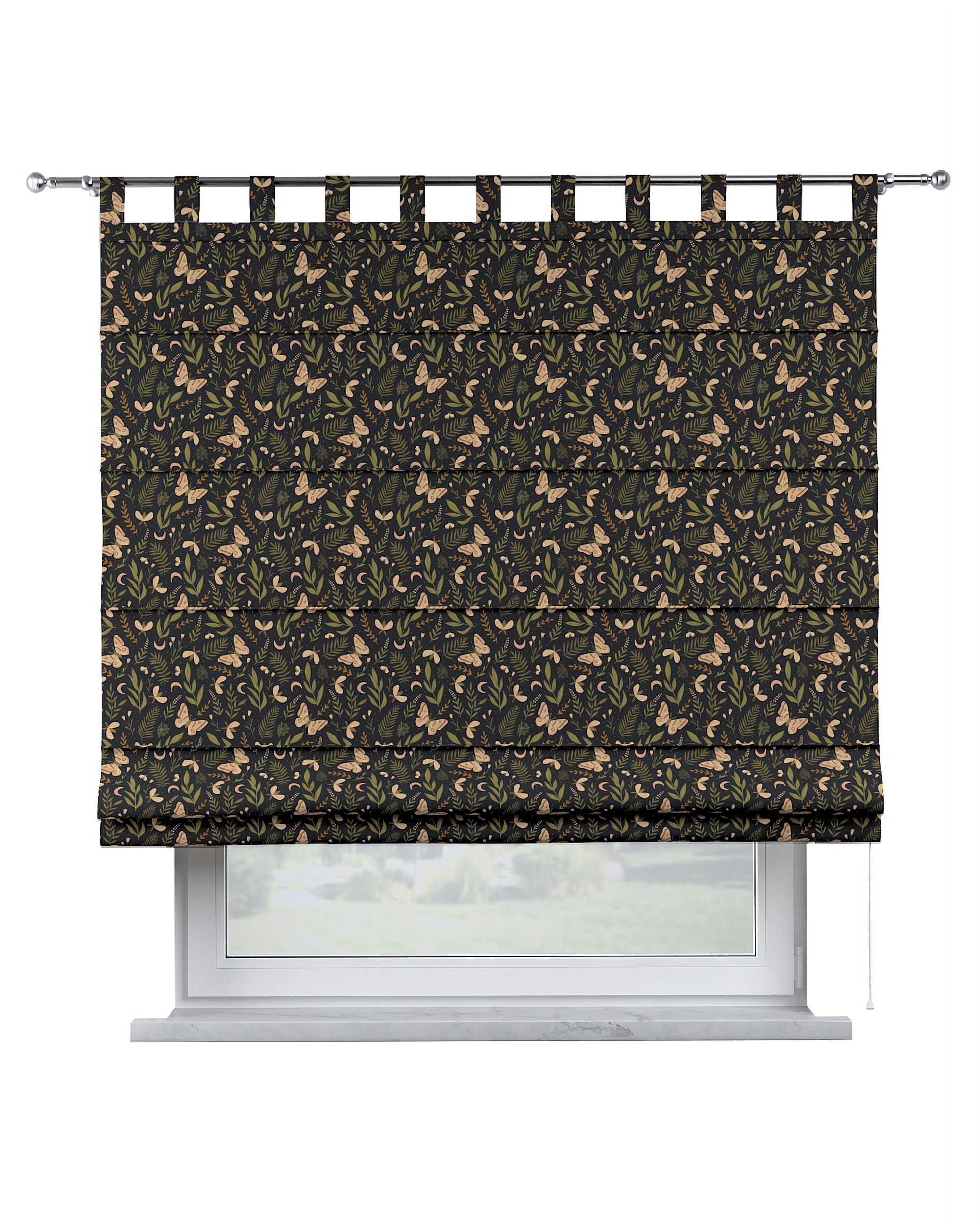 Store romain Verona couleur noir tissu à motifs
