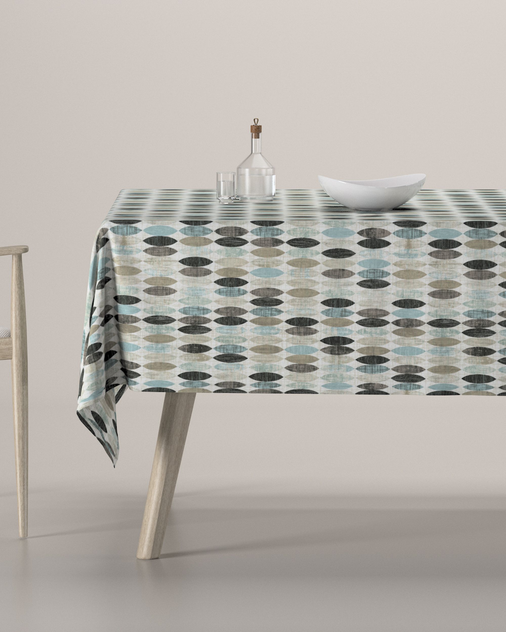 Nappe rectangulaire couleur beige tissu à motifs