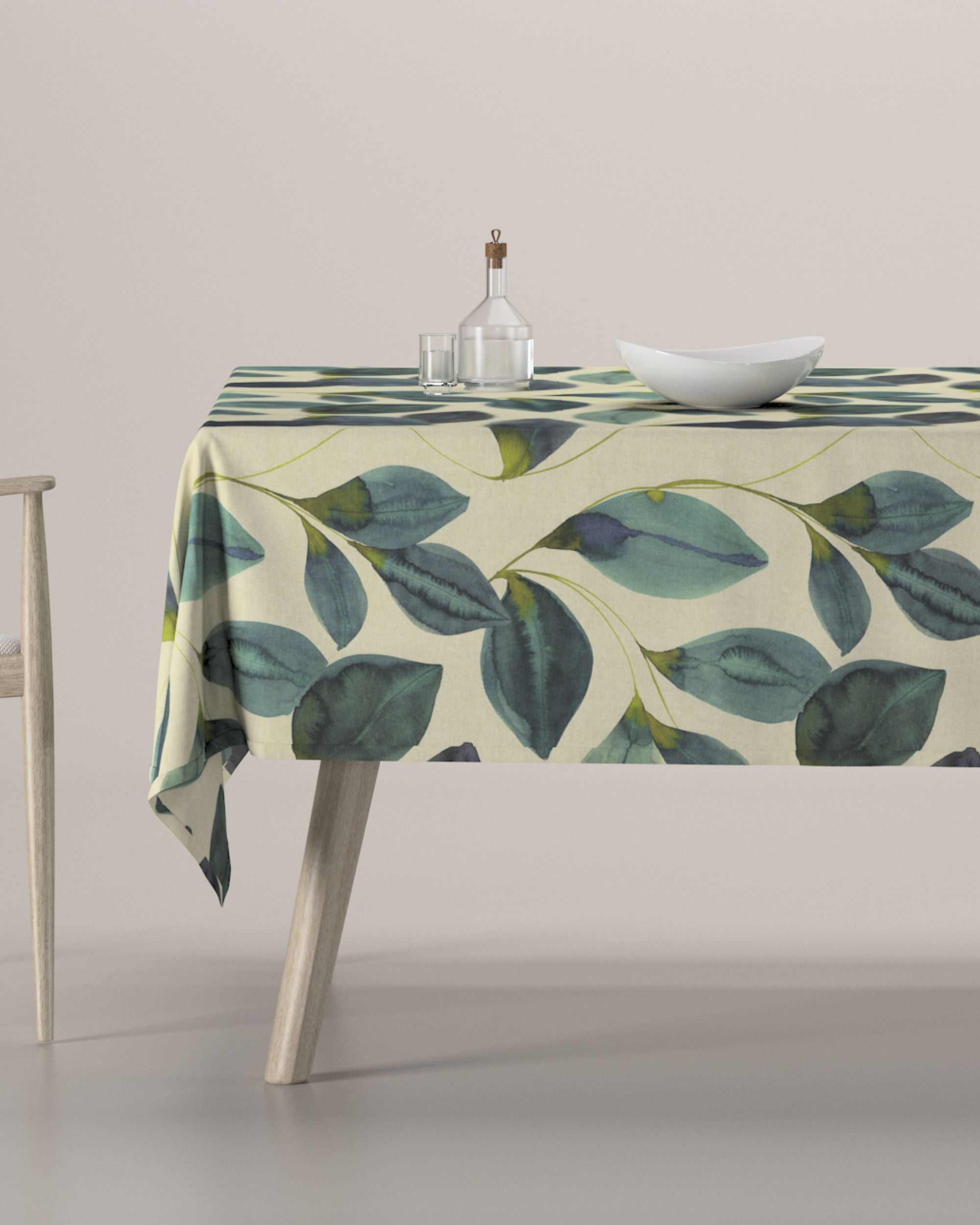 Nappe rectangulaire couleur vert tissu à motifs