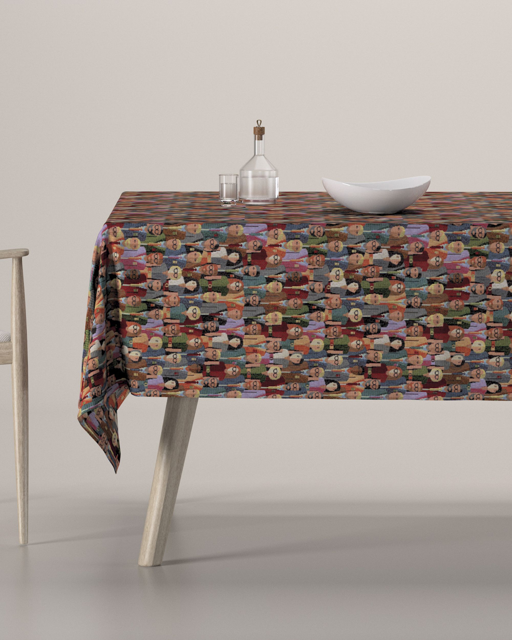 Nappe rectangulaire couleur multicolore tissu tresse, à motifs